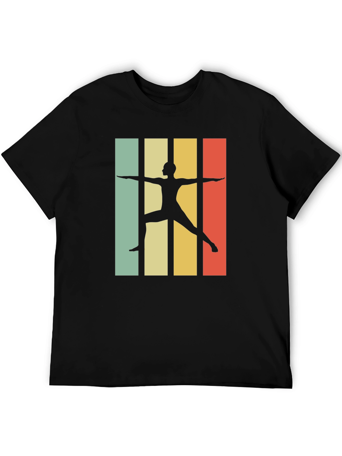 Retro Yoga Pose Graphic T-Shirt - Black