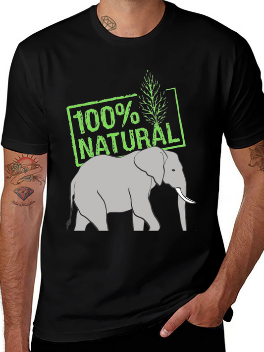 100% Natural Elephant Graphic Tee - Black