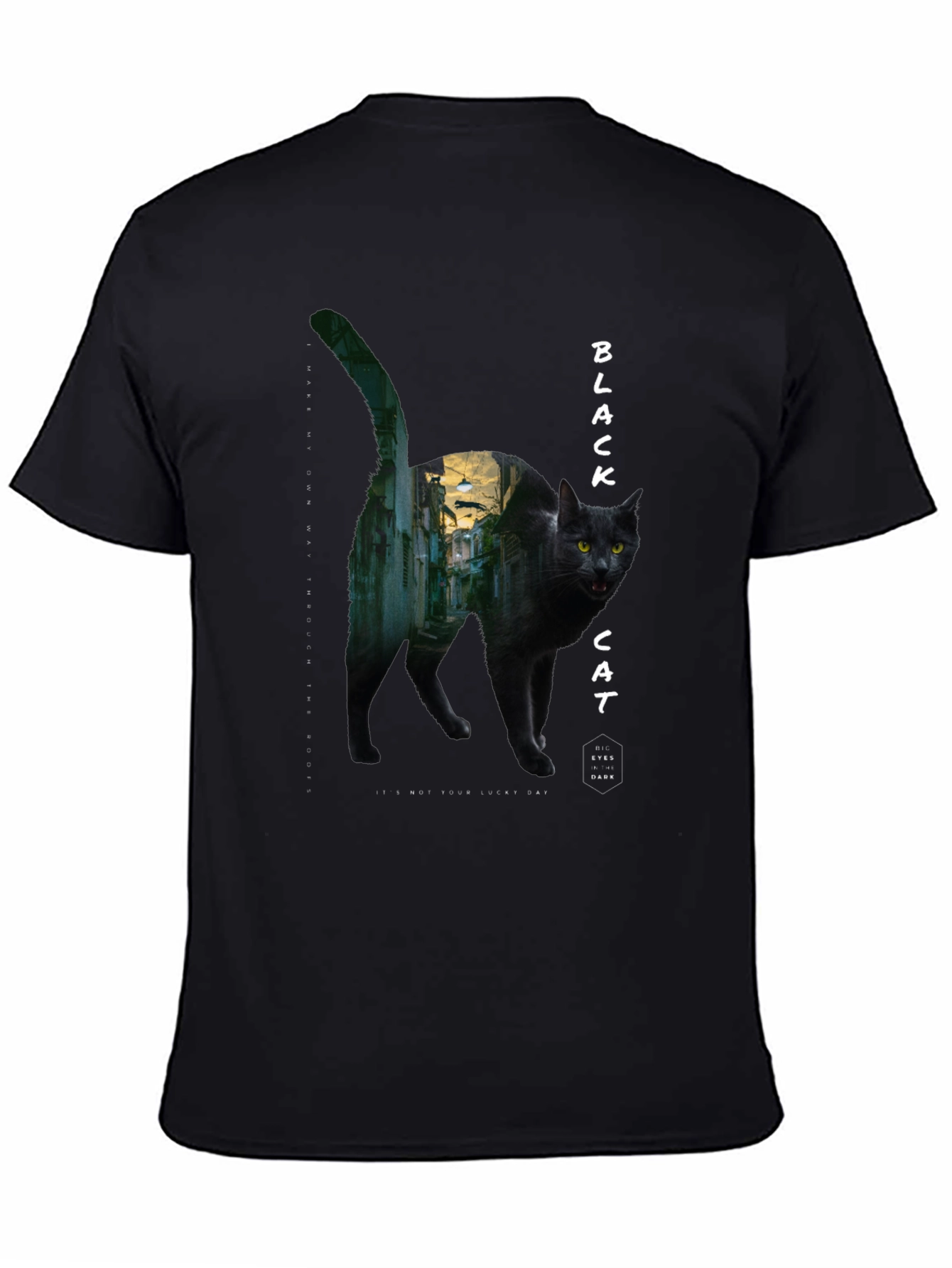 Black Cat Graphic Tee - Unisex Cotton T-Shirt
