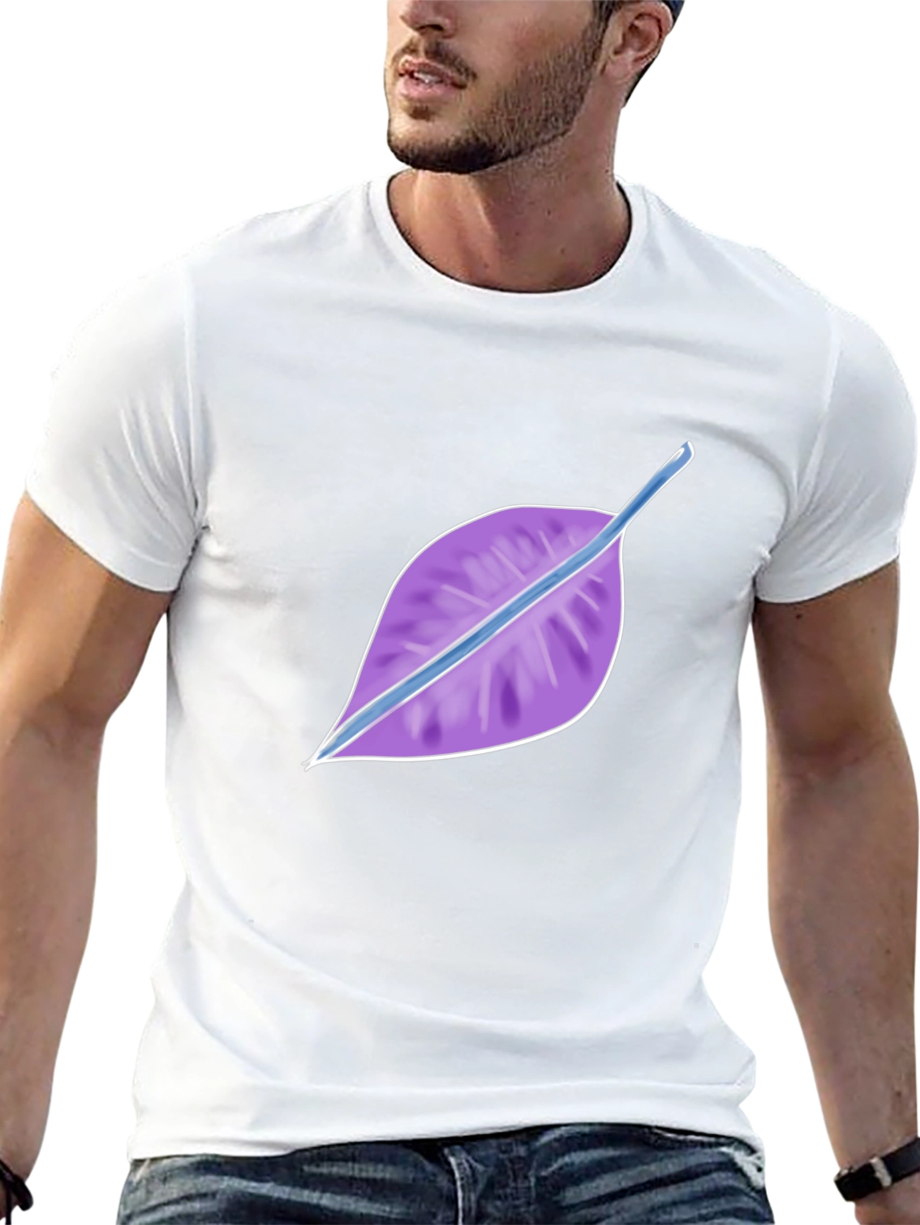 Leaf Design Black T-Shirt