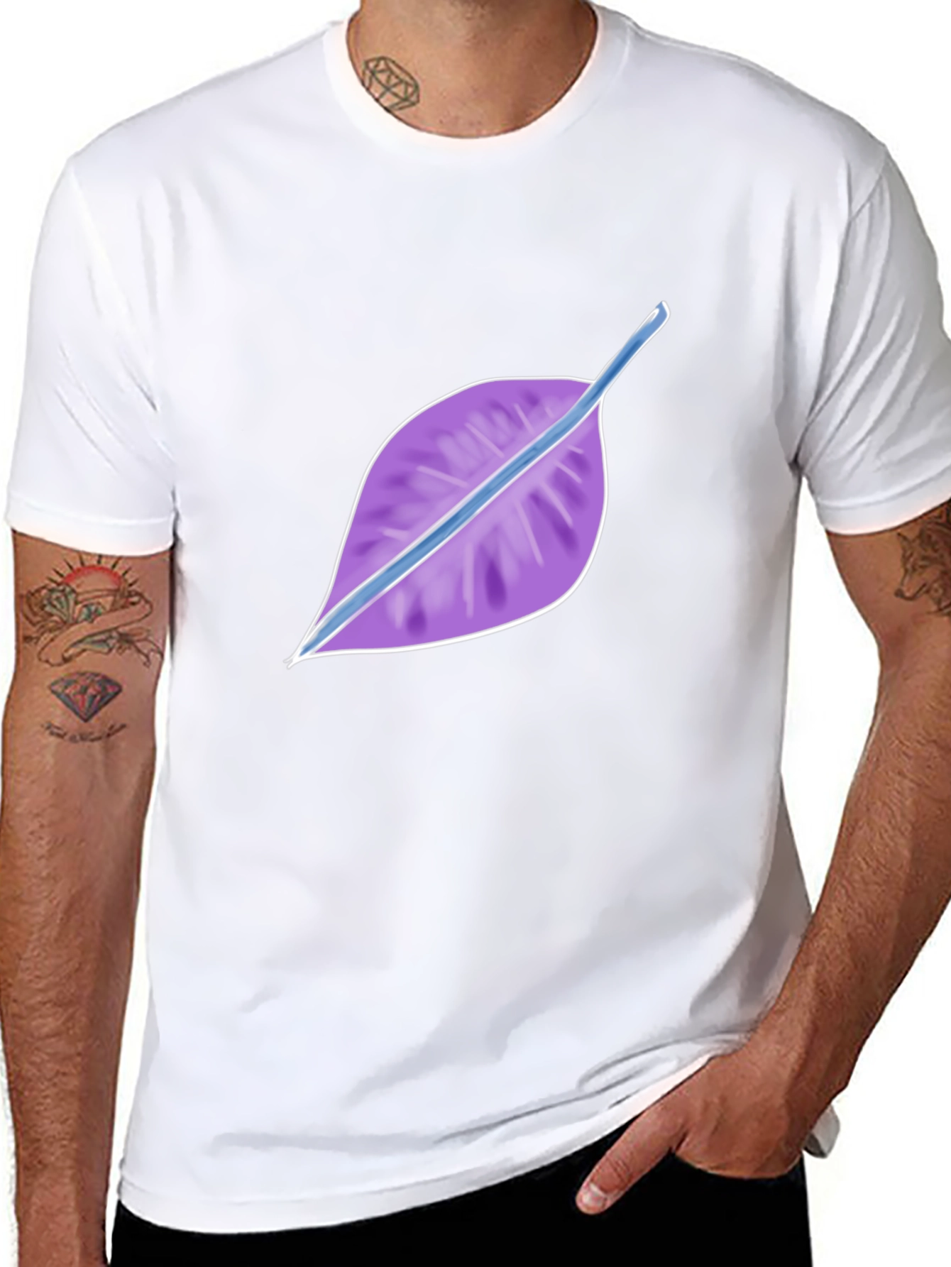 Leaf Design Black T-Shirt