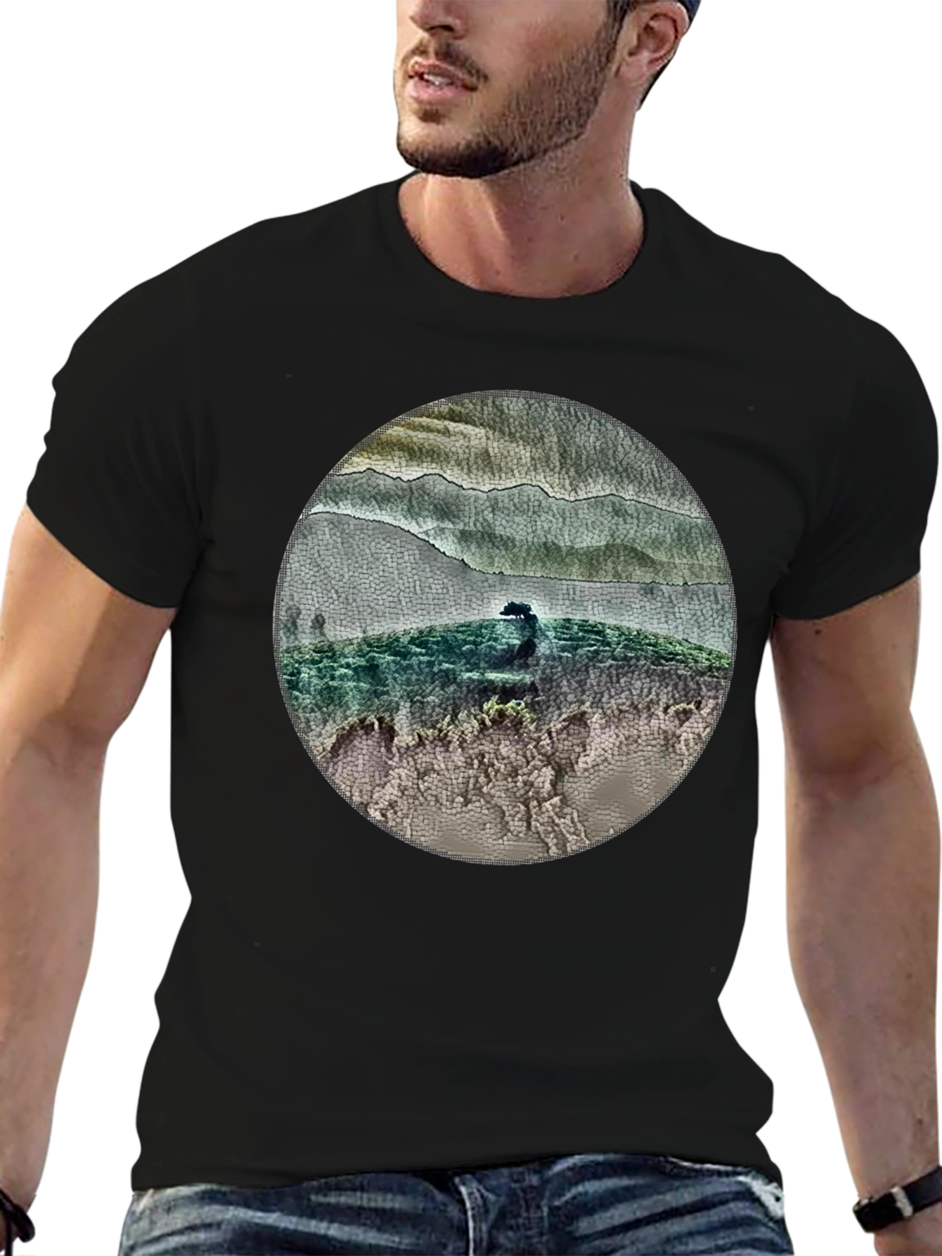 Nature Scene Circle Graphic T-Shirt