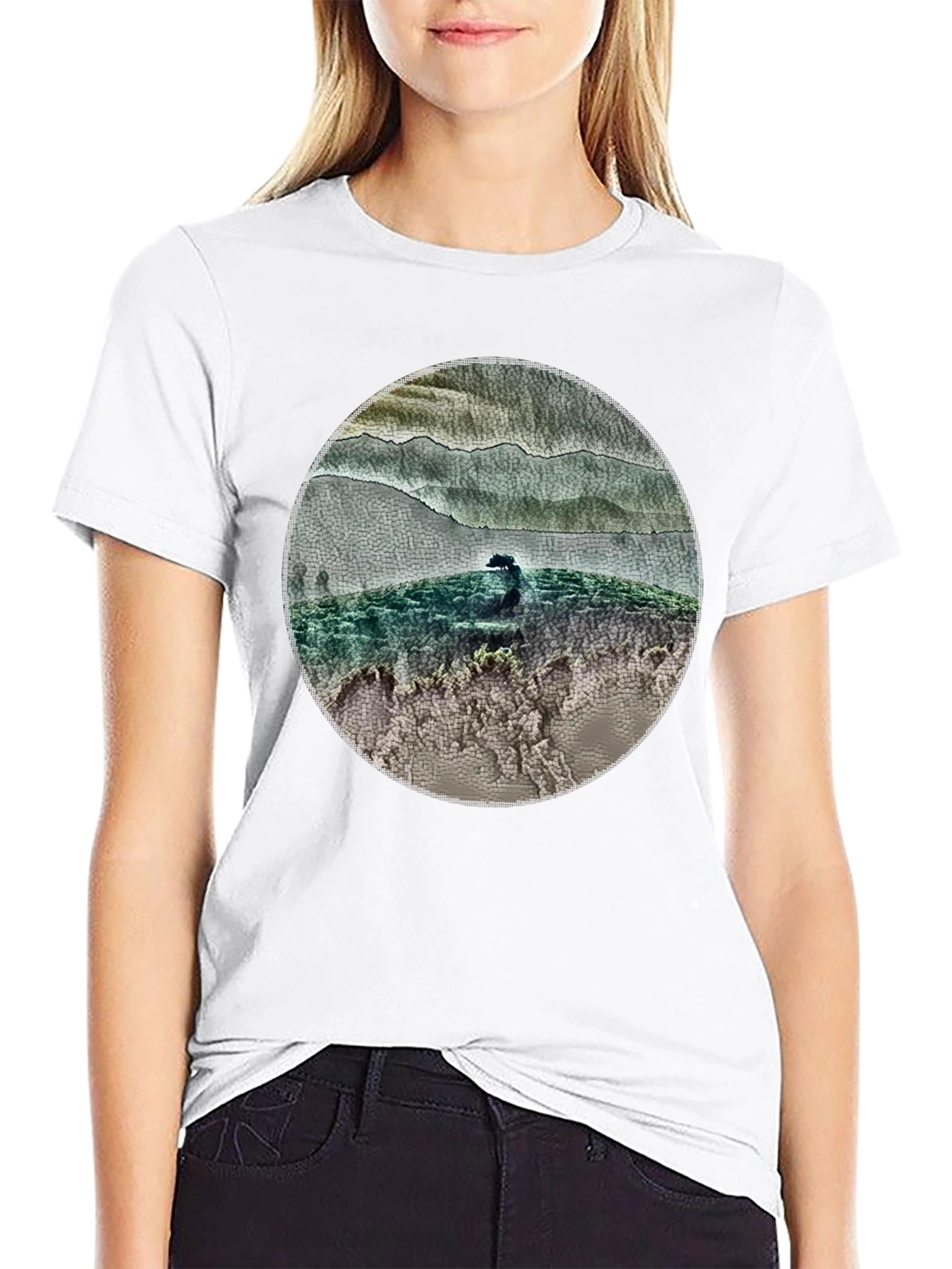 Nature Scene Circle Graphic T-Shirt