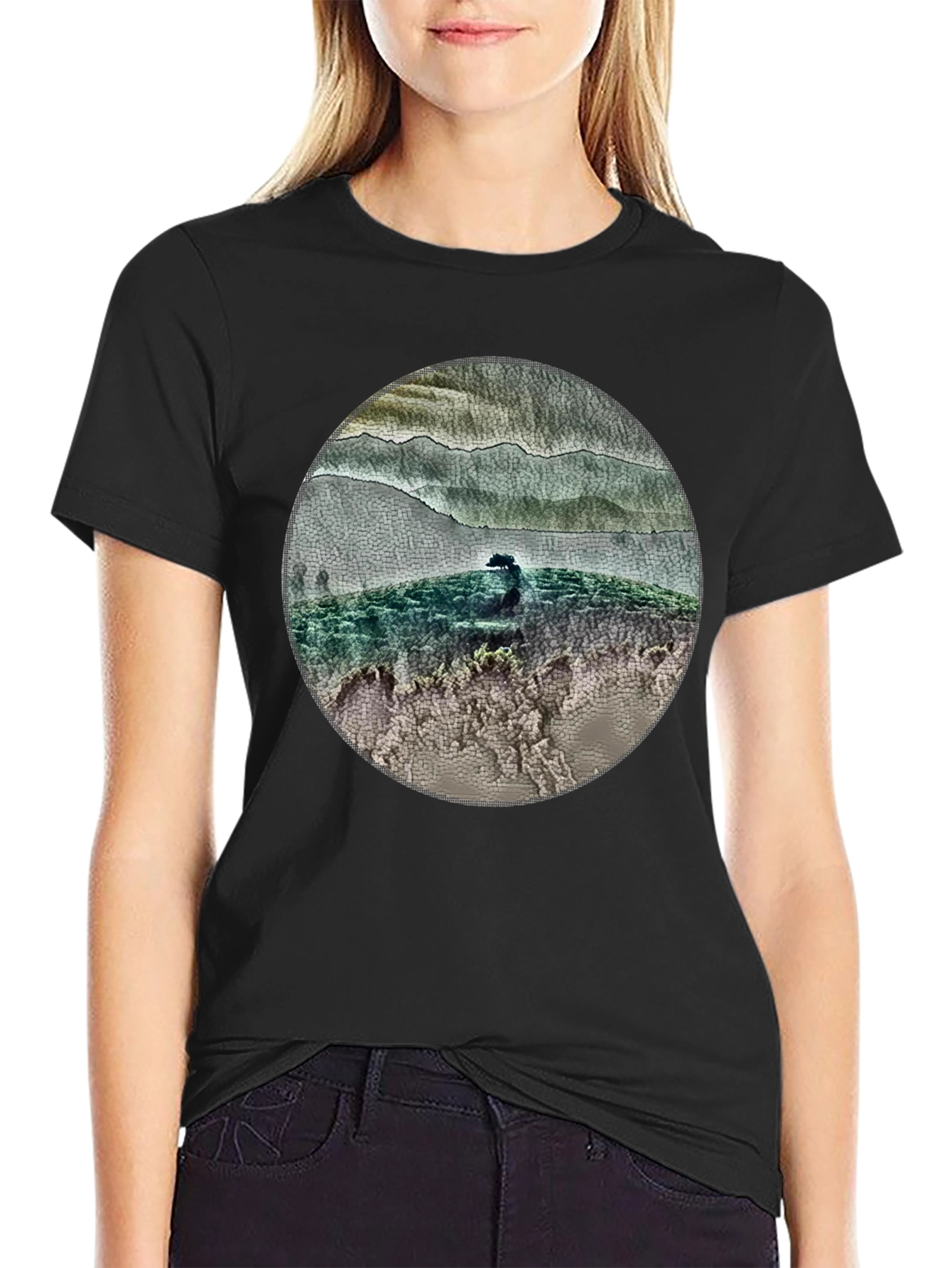 Nature Scene Circle Graphic T-Shirt