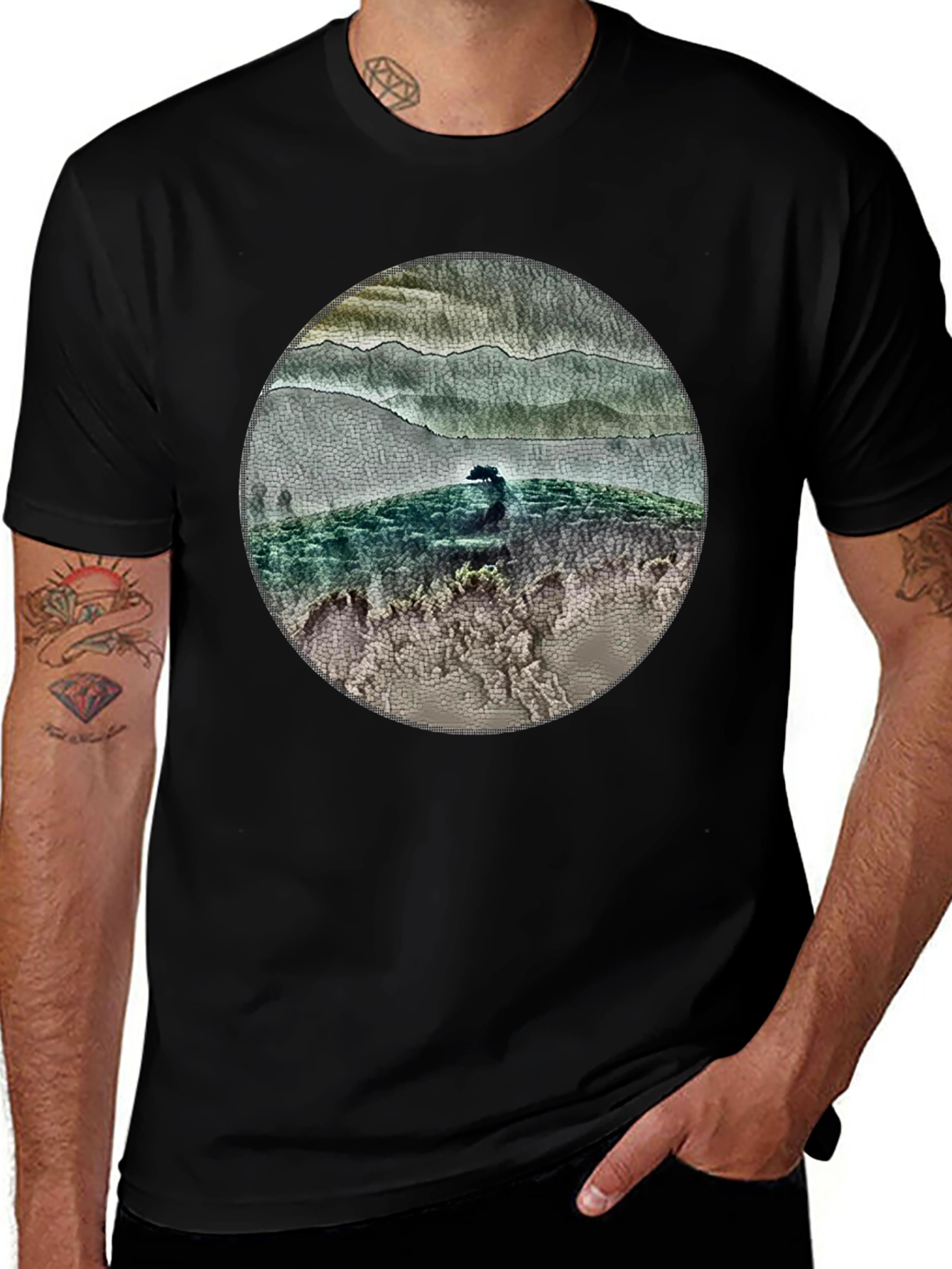 Nature Scene Circle Graphic T-Shirt