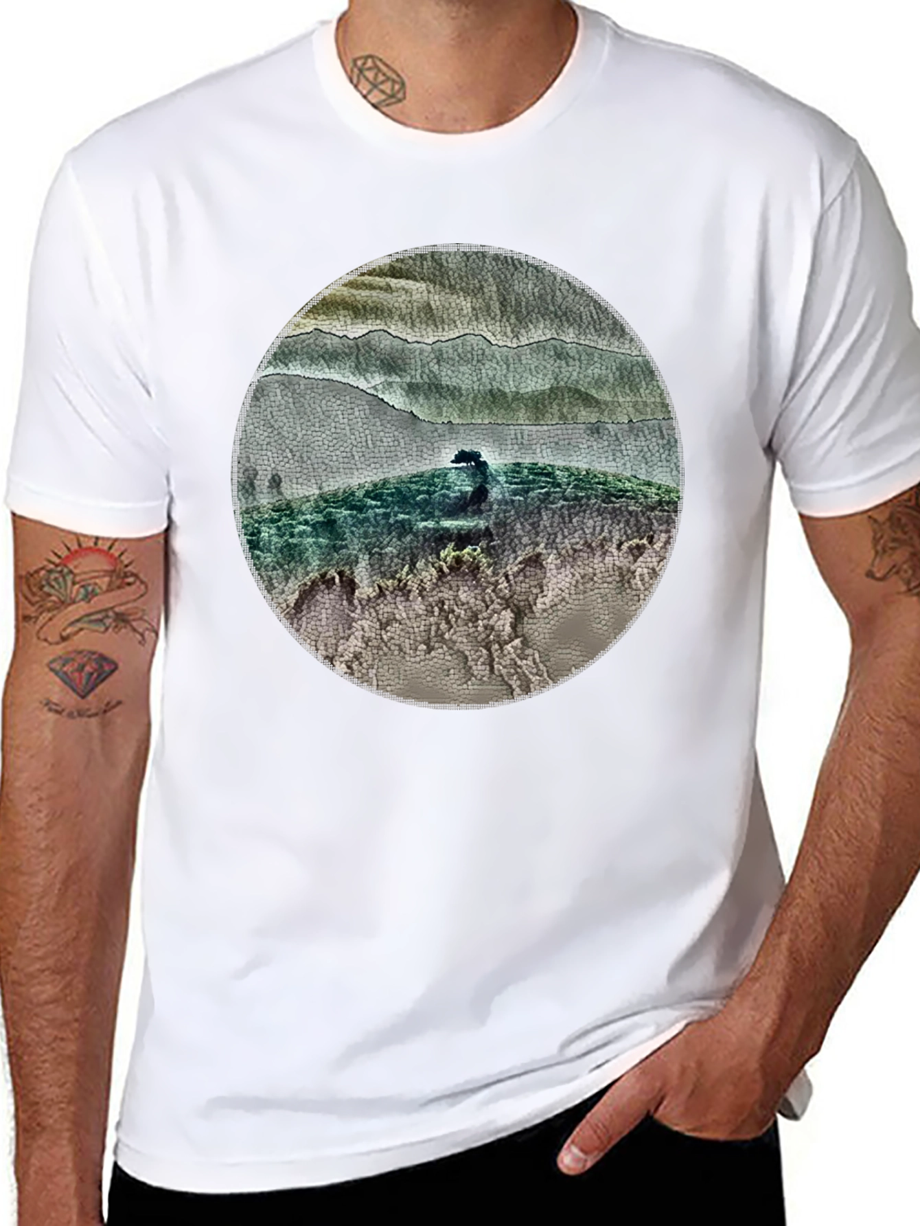 Nature Scene Circle Graphic T-Shirt