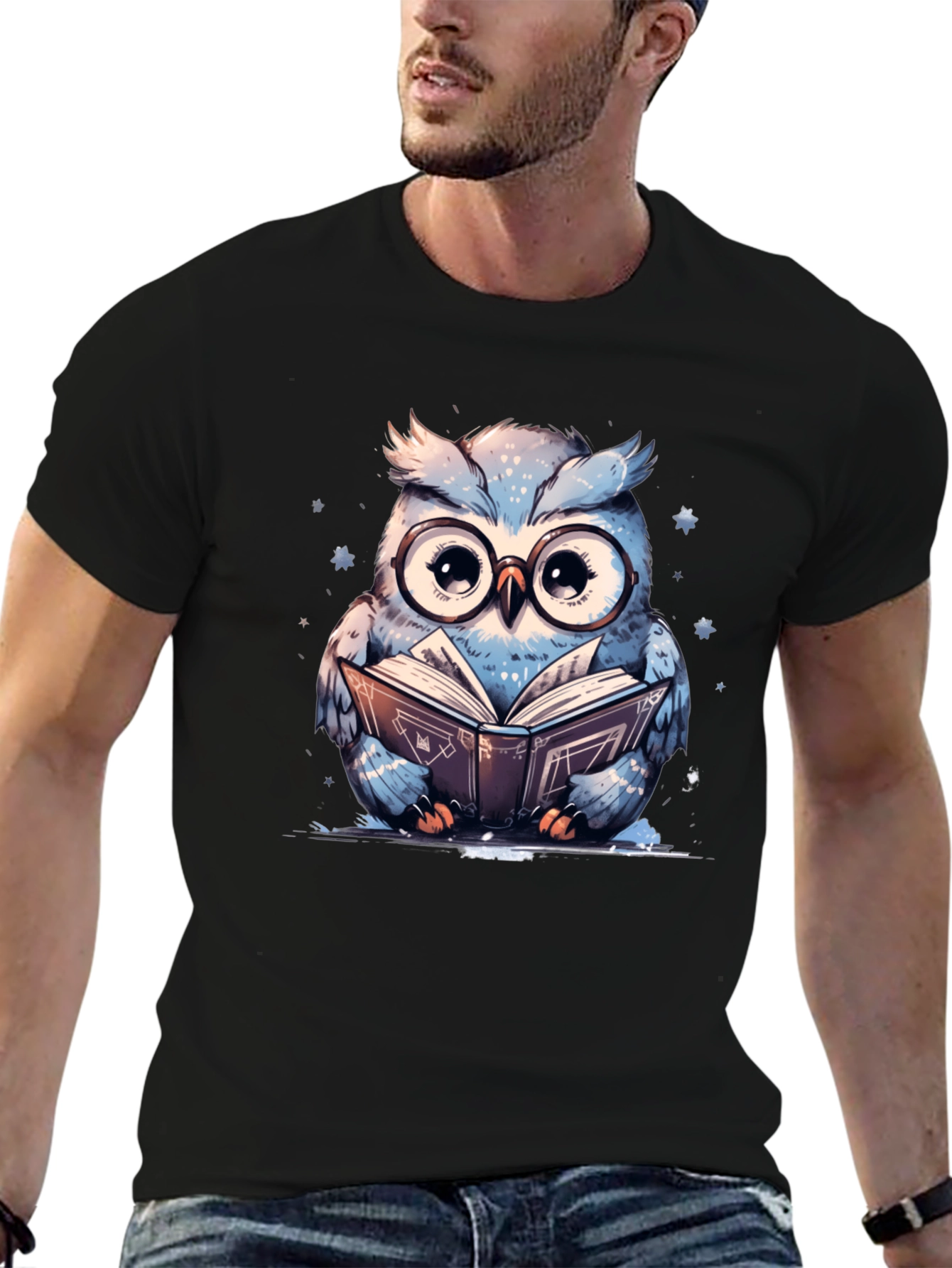 Owl Reading Book T-Shirt - Cute Animal Graphic Tee