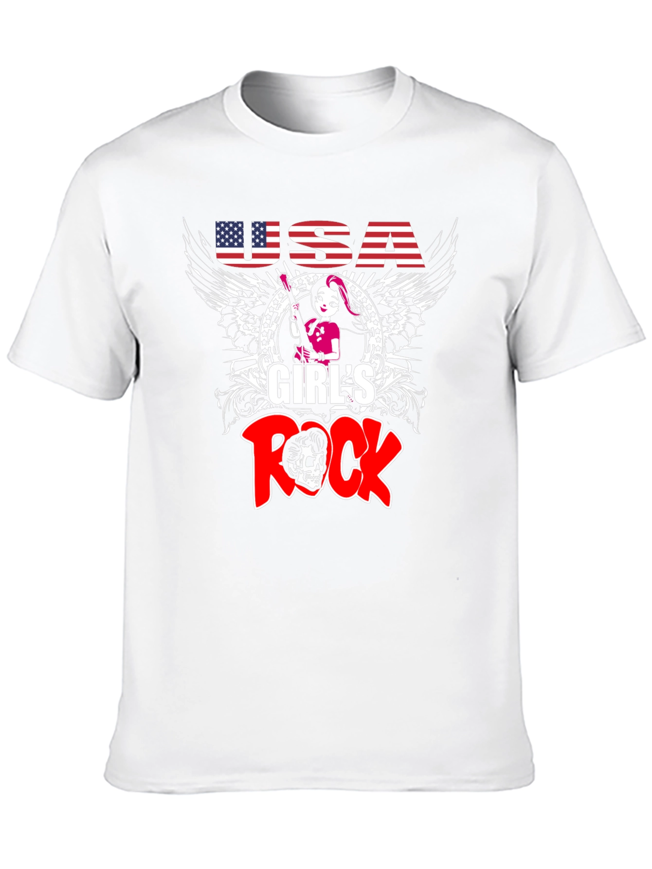 USA Girls Rock T-Shirt - Black Cotton Tee