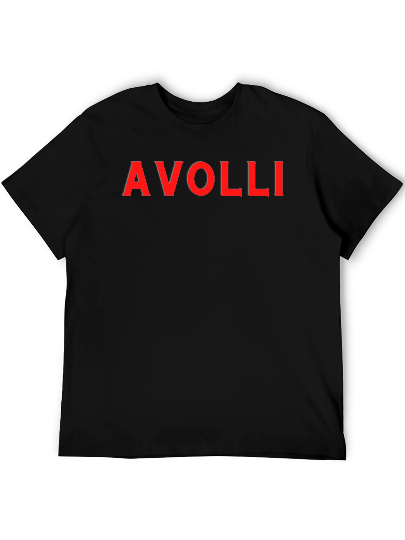 AVOLLI Red Logo Black Short Sleeve Tee