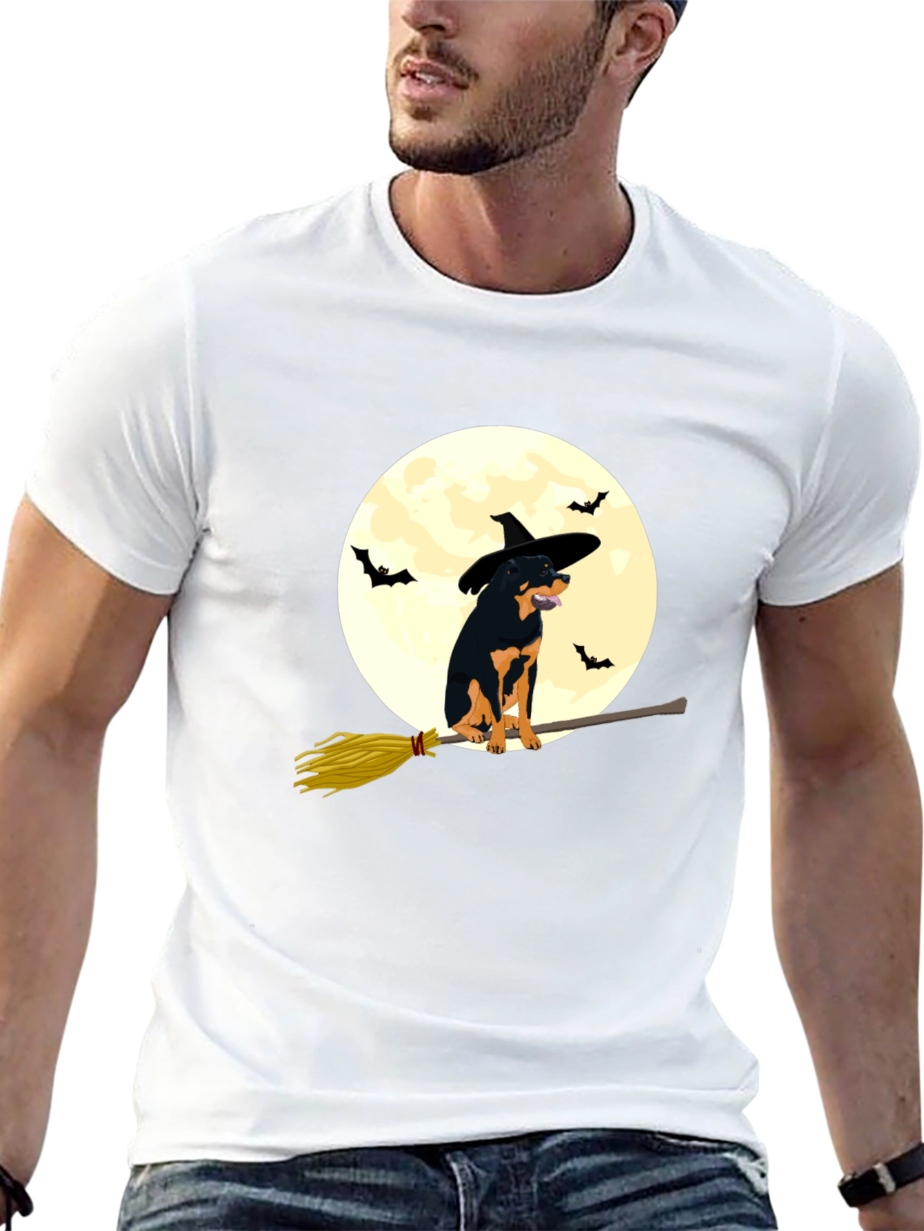 Halloween Rottweiler Witch T-Shirt