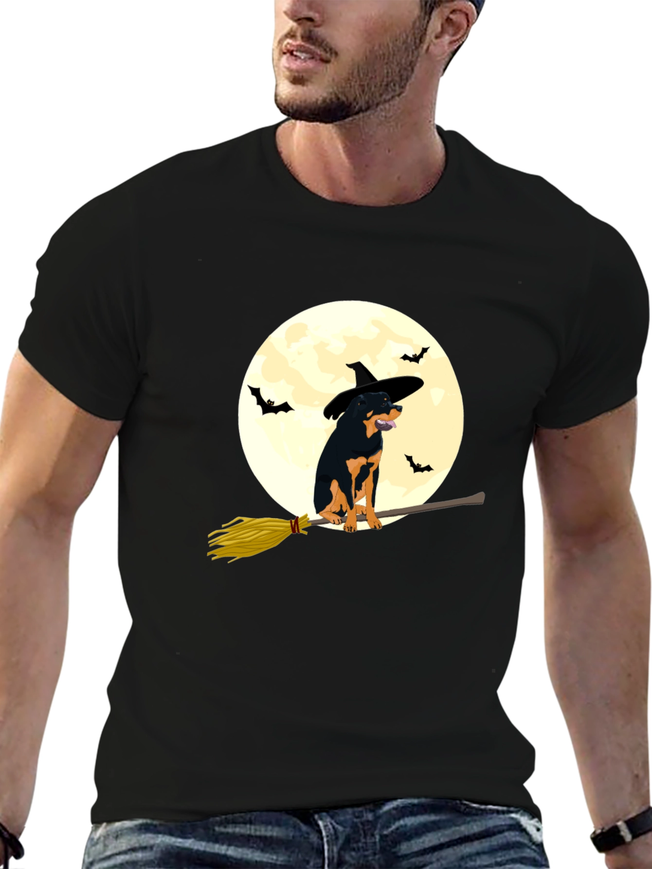 Halloween Rottweiler Witch T-Shirt