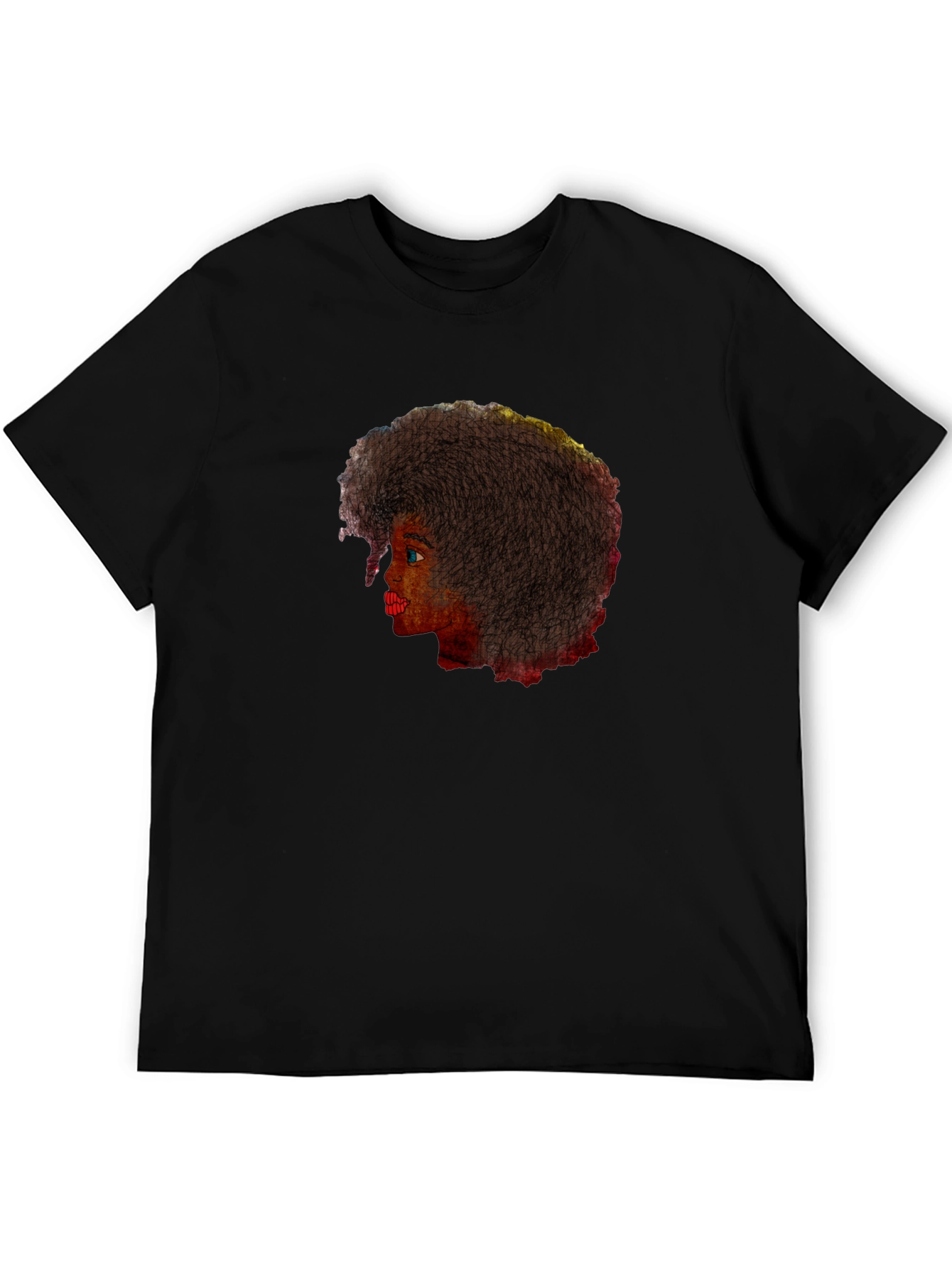 Afro Woman Graphic Tee - Stylish Black T-Shirt