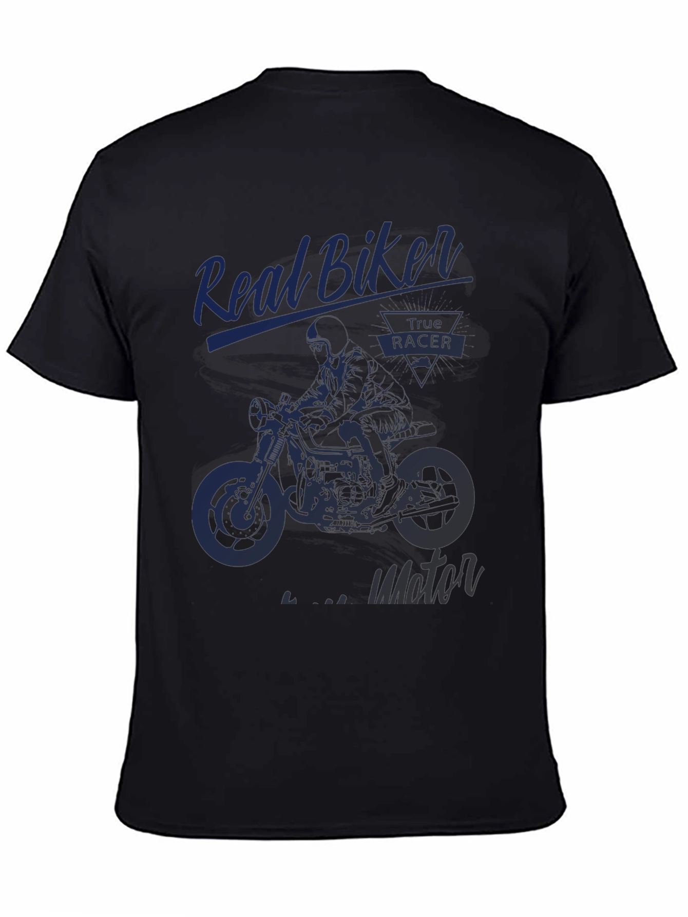 Real Biker Motor Racer Black T-Shirt