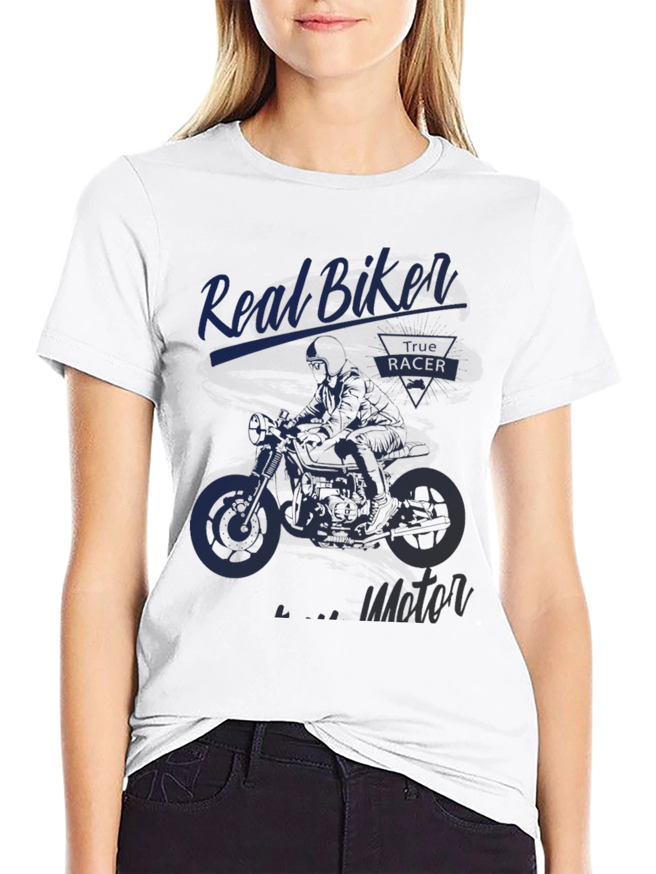Real Biker Motor Racer Black T-Shirt