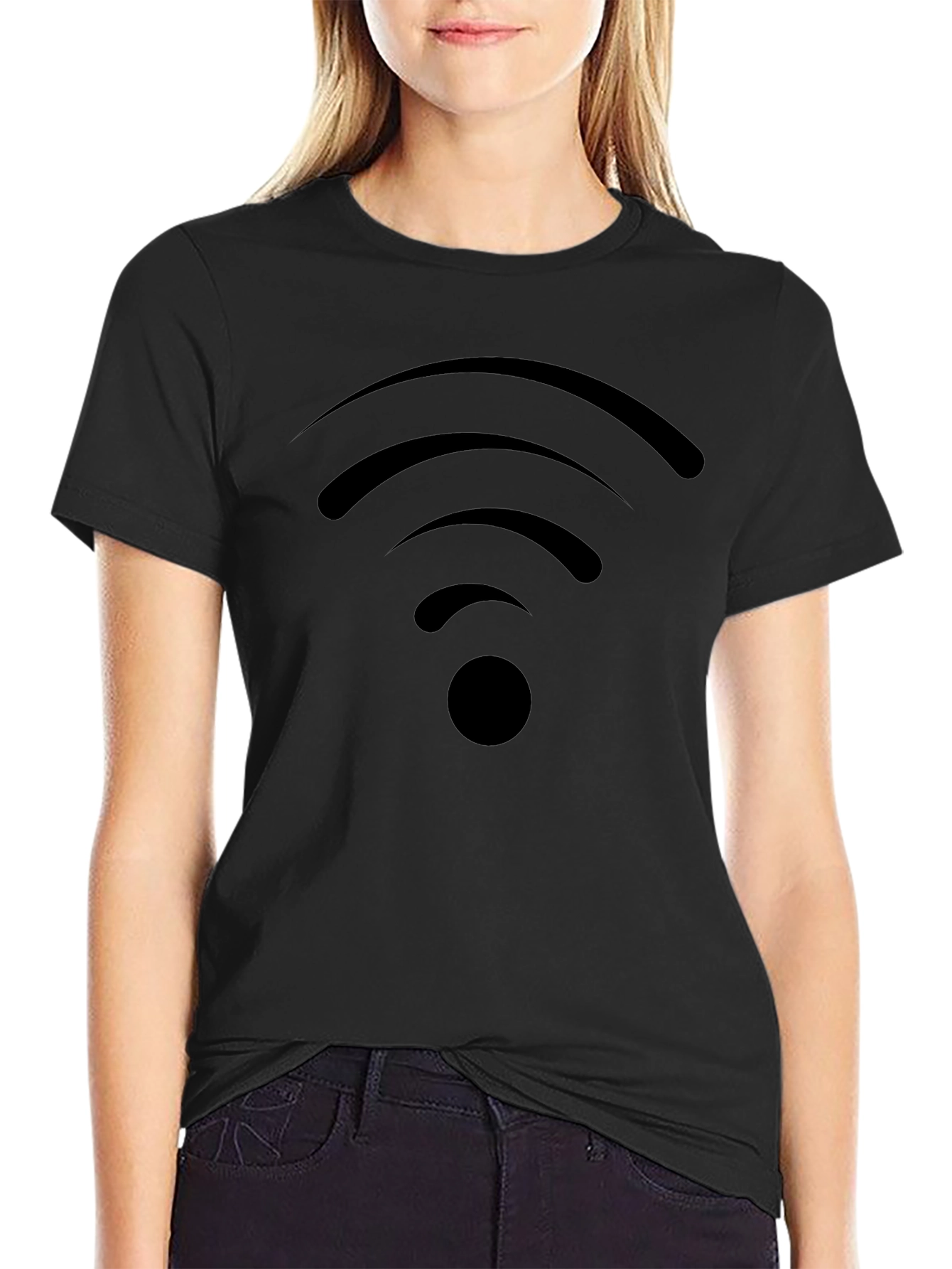 Wireless Icon Black T-Shirt - Stay Connected in Style