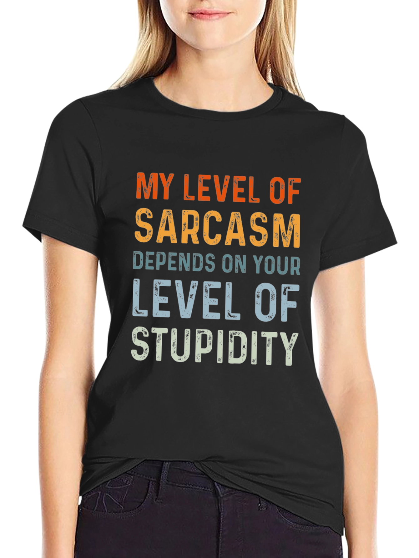 Sarcastic Humor T-Shirt - Level of Stupidity