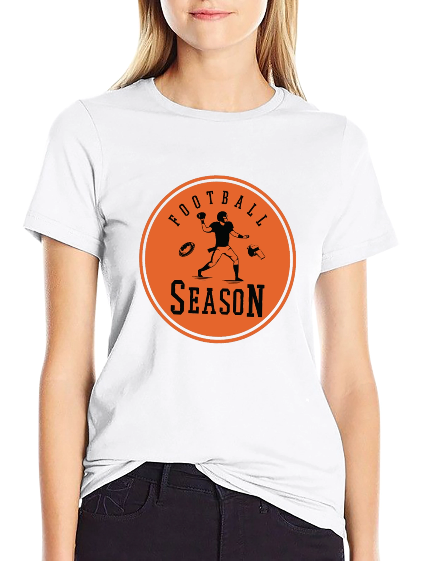 Football Season Graphic Tee - Black Cotton T-Shirt