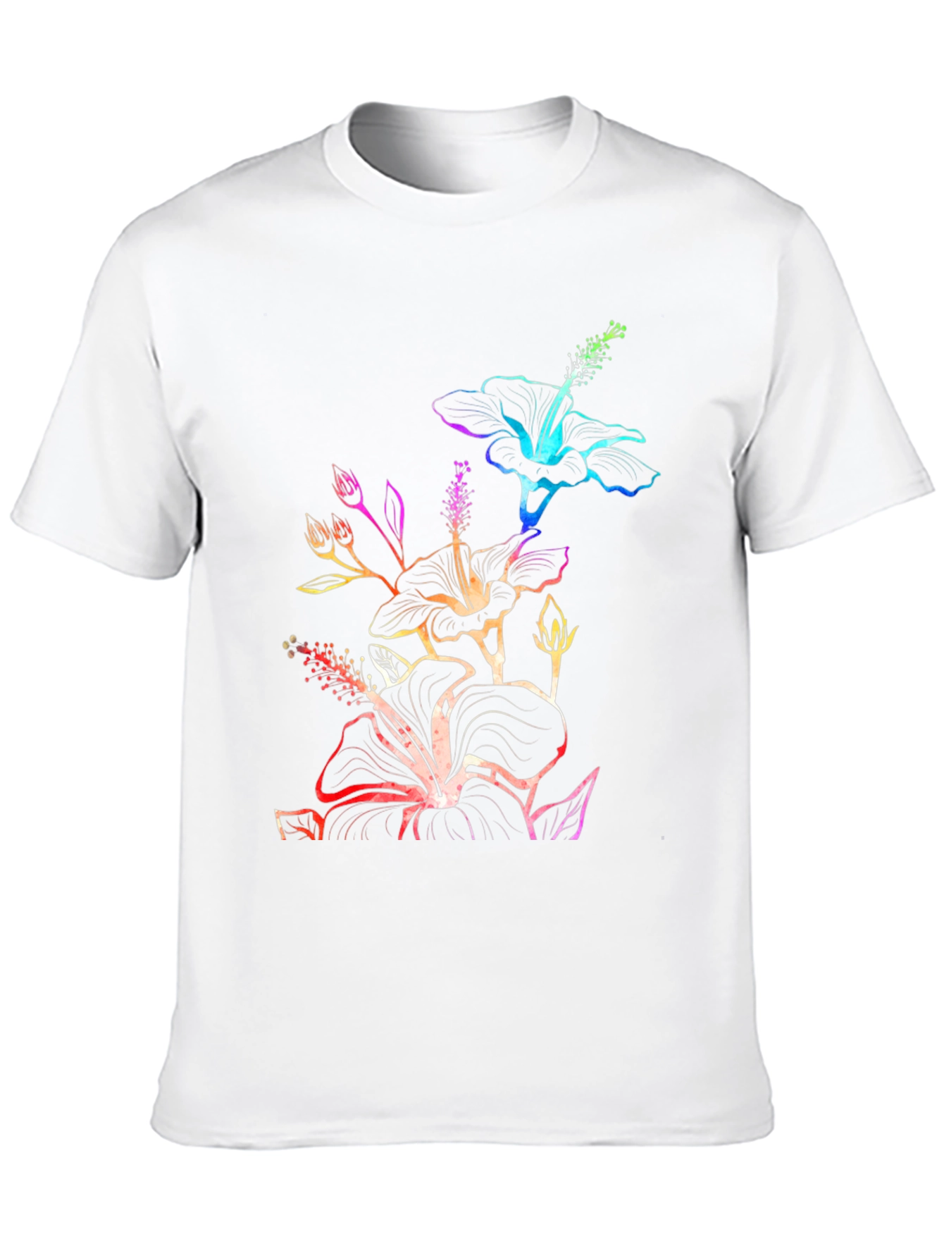 Rainbow Hibiscus Black T-Shirt