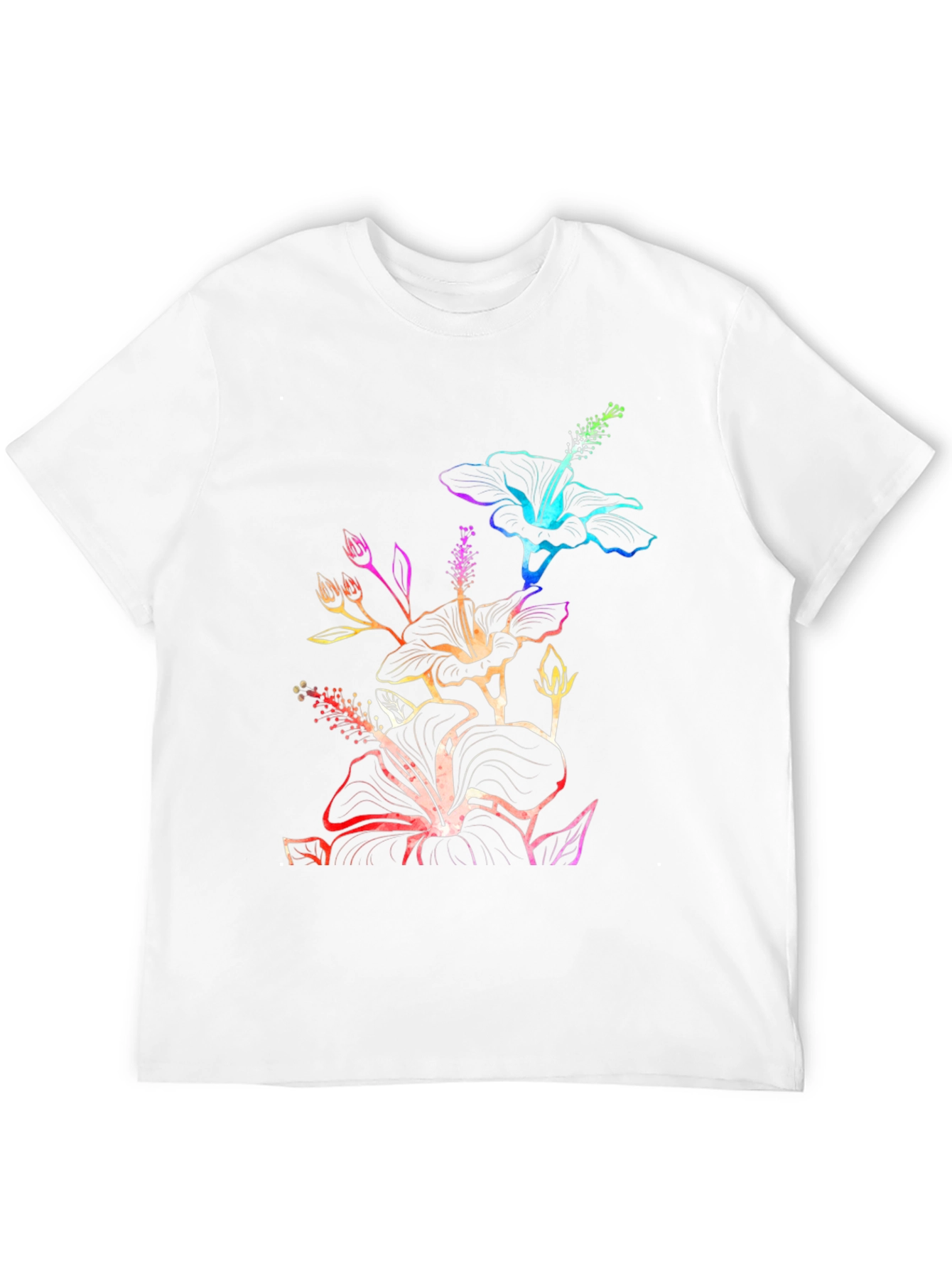 Rainbow Hibiscus Black T-Shirt