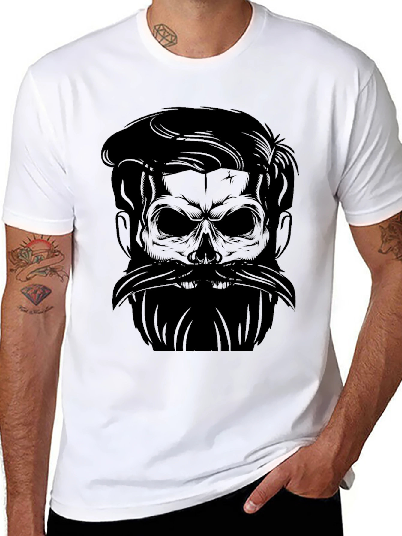 Skull Beard Graphic Tee - Mens Black T-Shirt