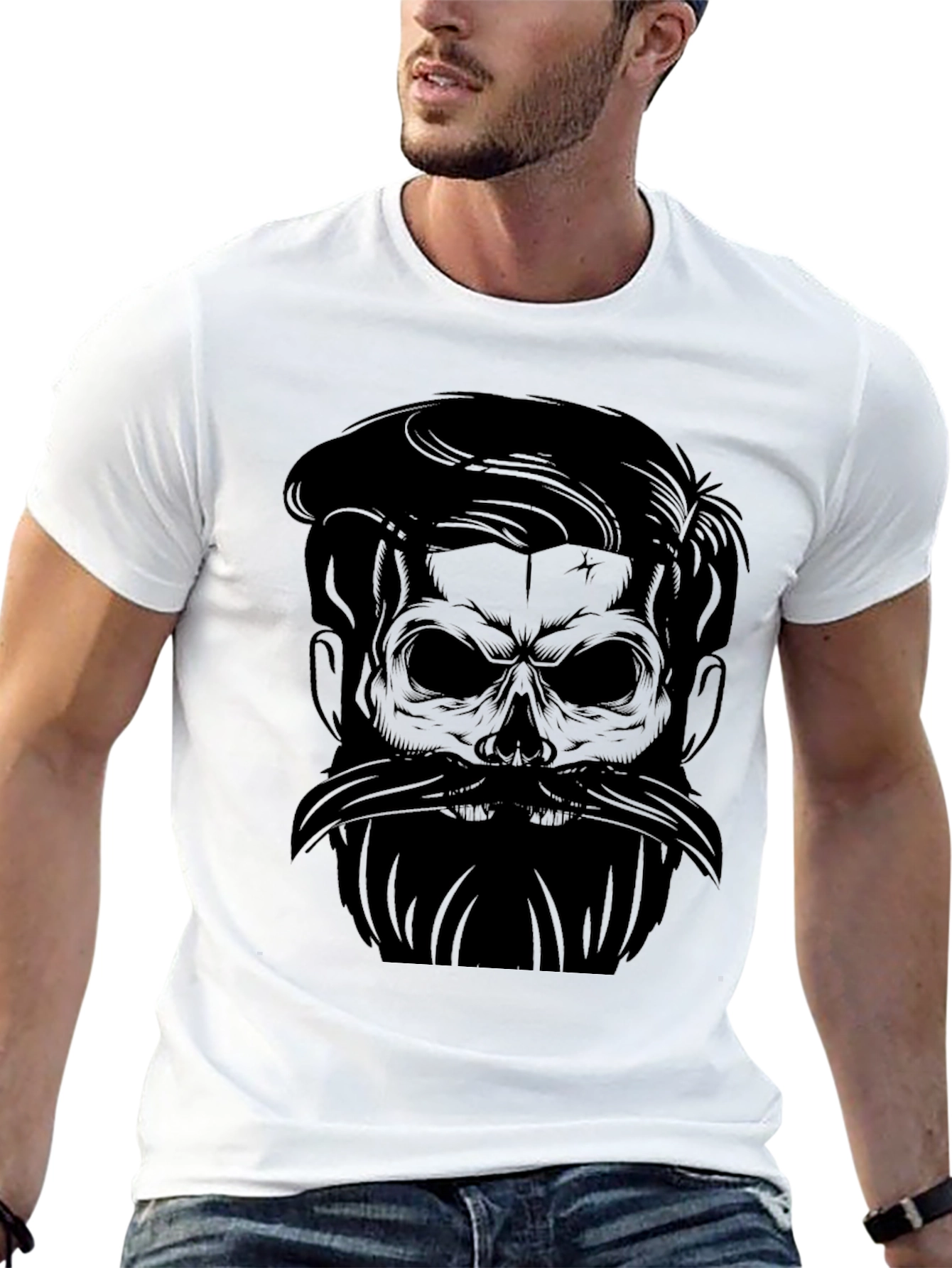 Skull Beard Graphic Tee - Mens Black T-Shirt