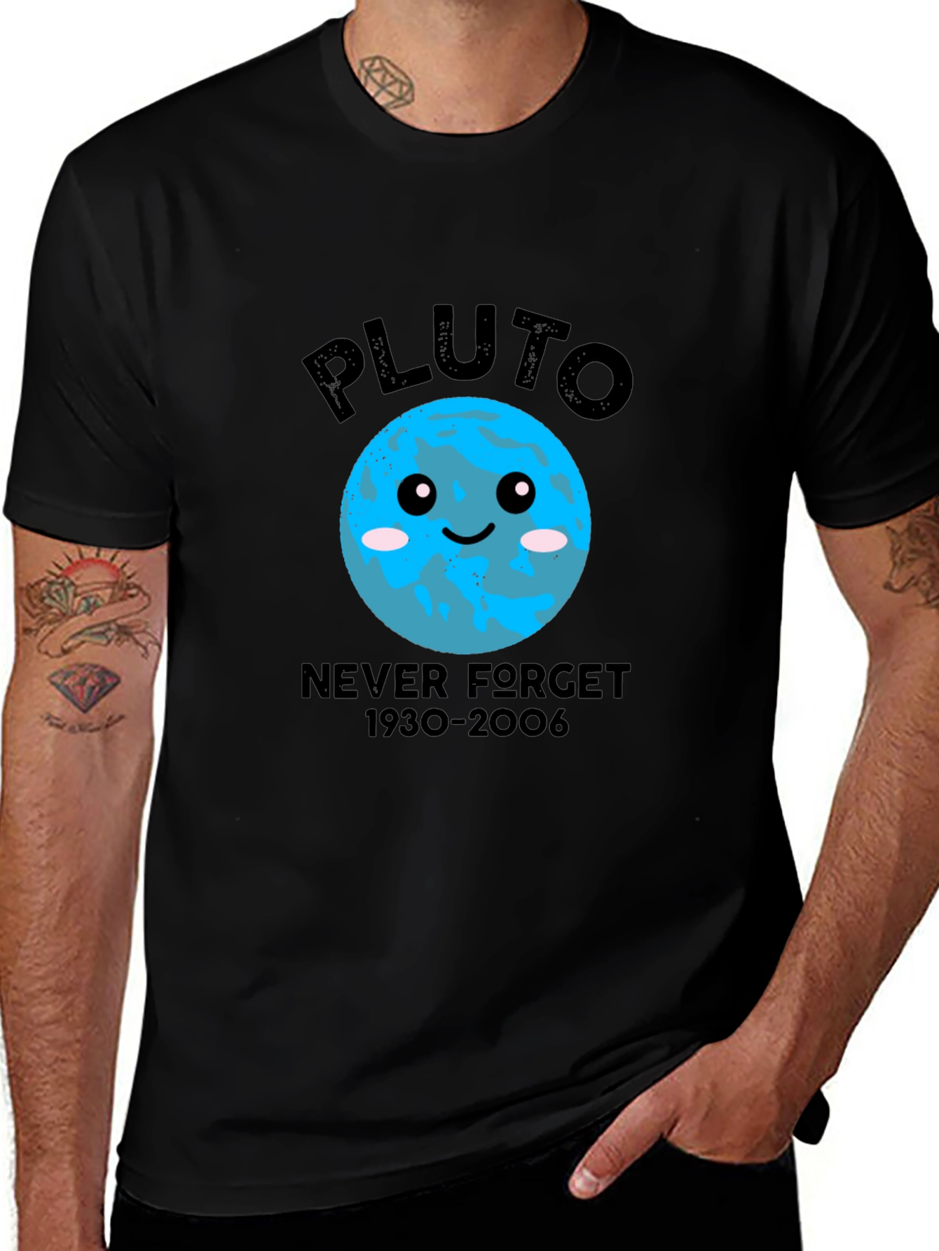 Pluto Never Forget Graphic T-Shirt - Black