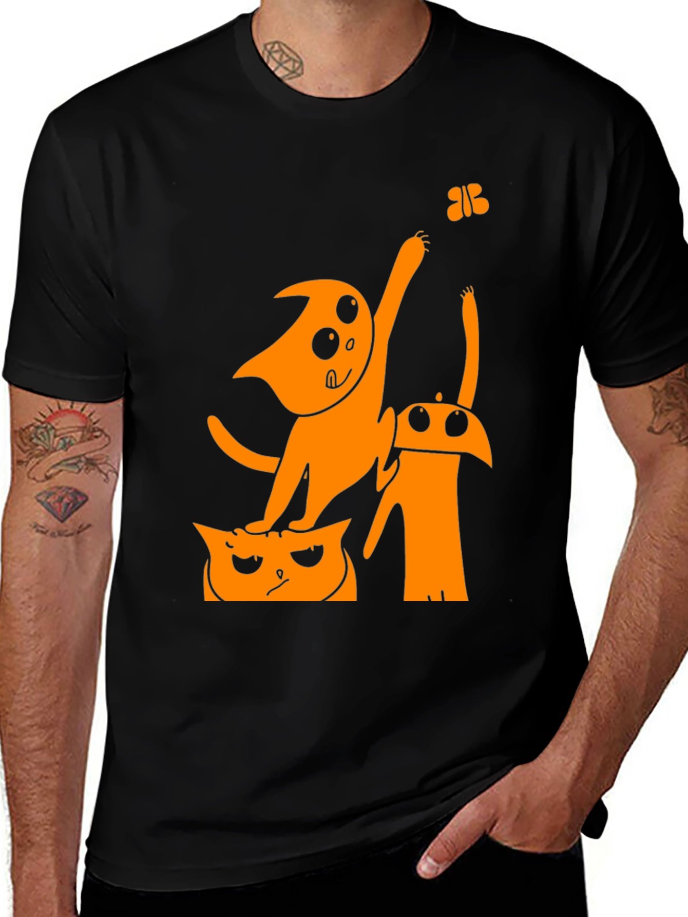 Funny Cartoon Cat Graphic T-Shirt