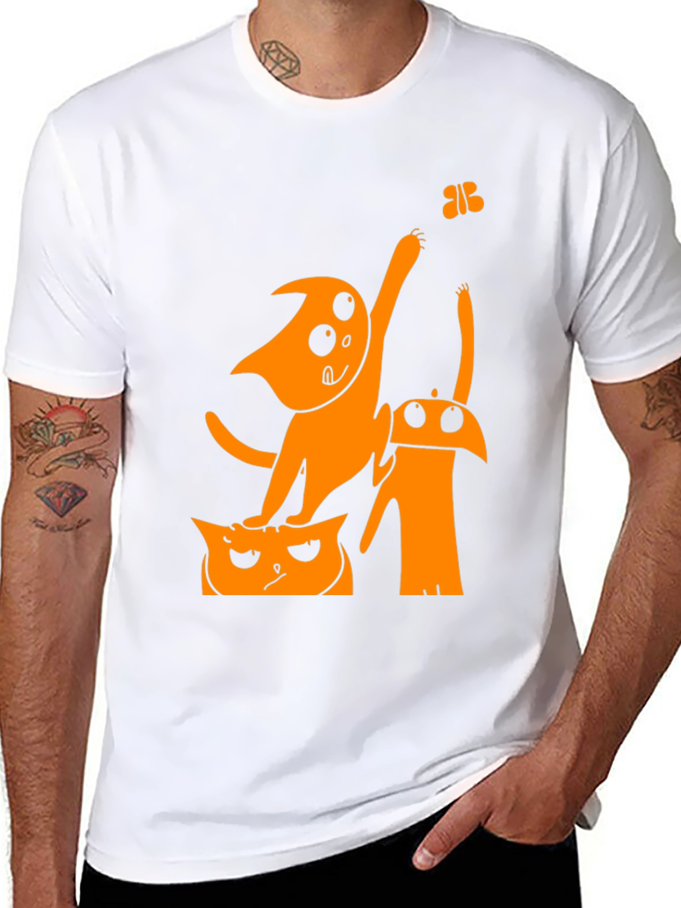 Funny Cartoon Cat Graphic T-Shirt
