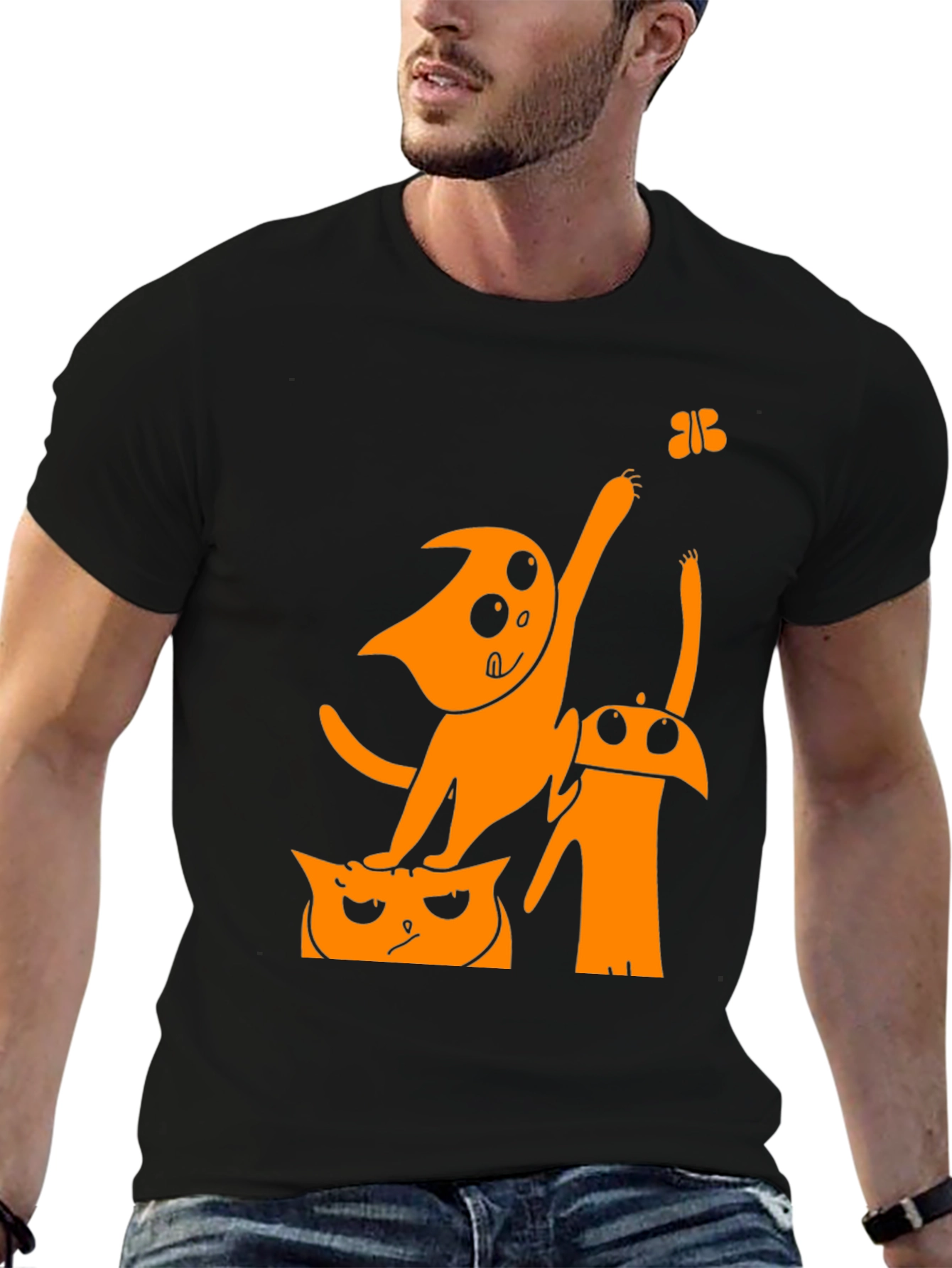 Funny Cartoon Cat Graphic T-Shirt