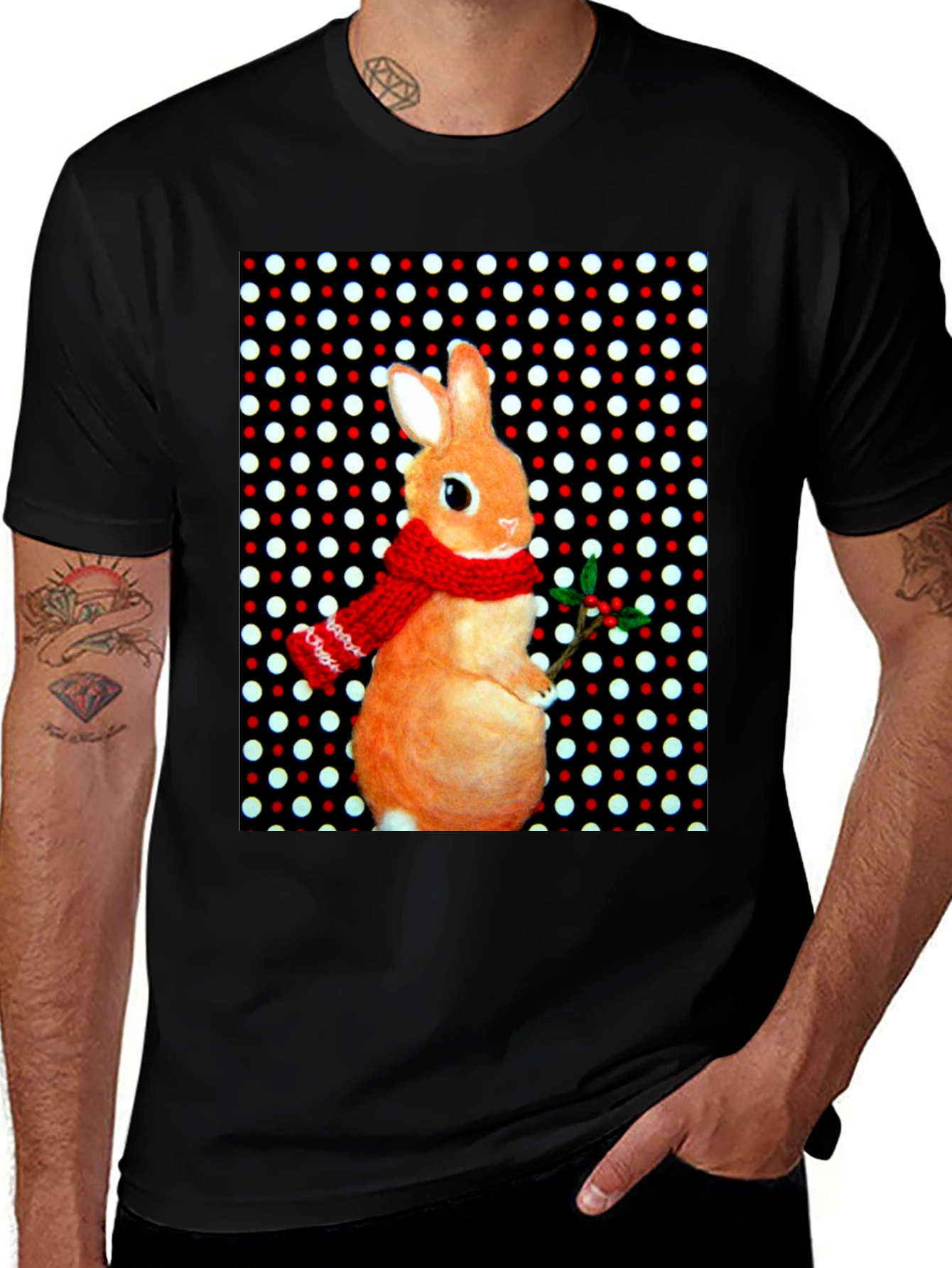 Festive Rabbit Graphic Tee - Holiday Edition