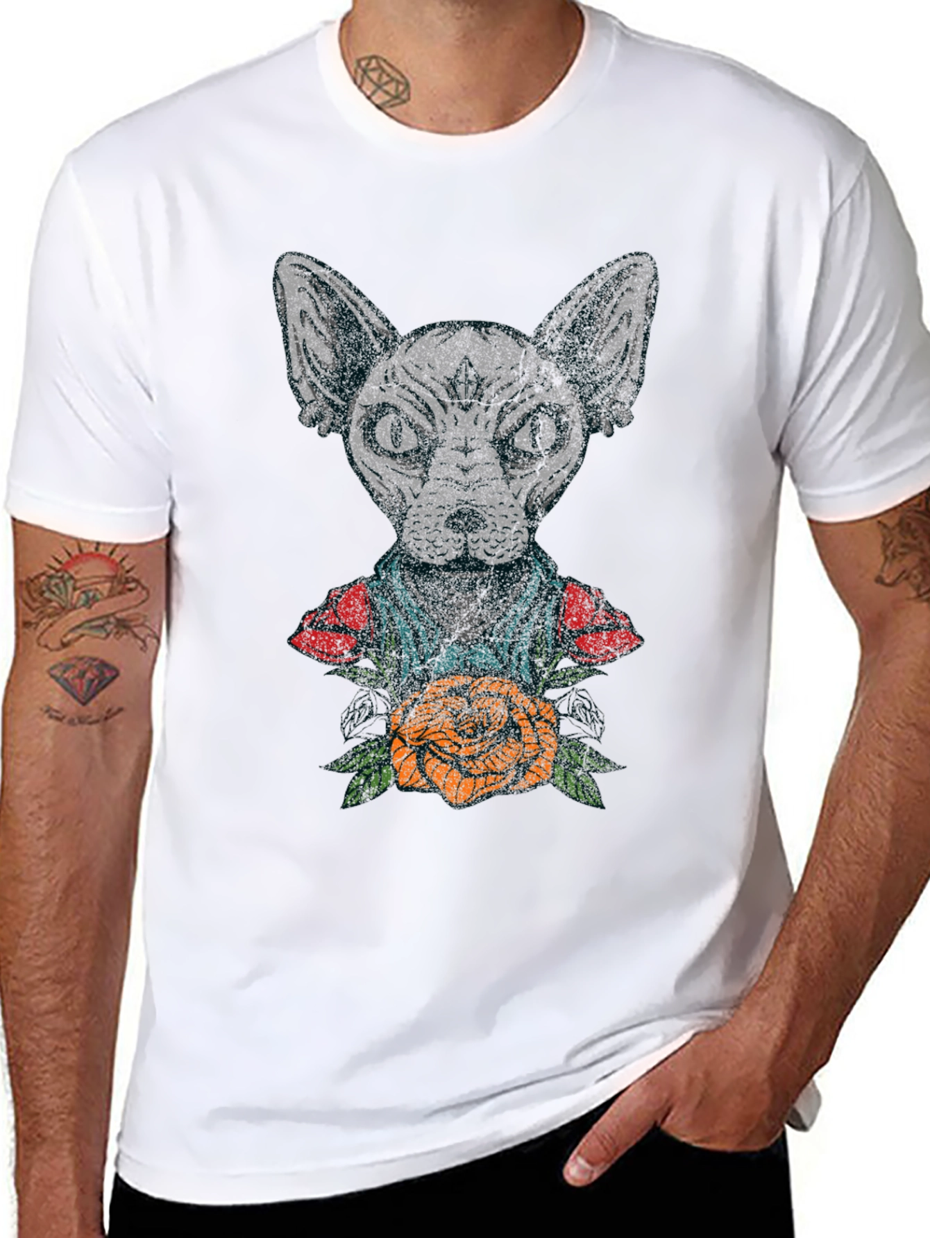 Sphynx Cat Tattoo Graphic T-Shirt