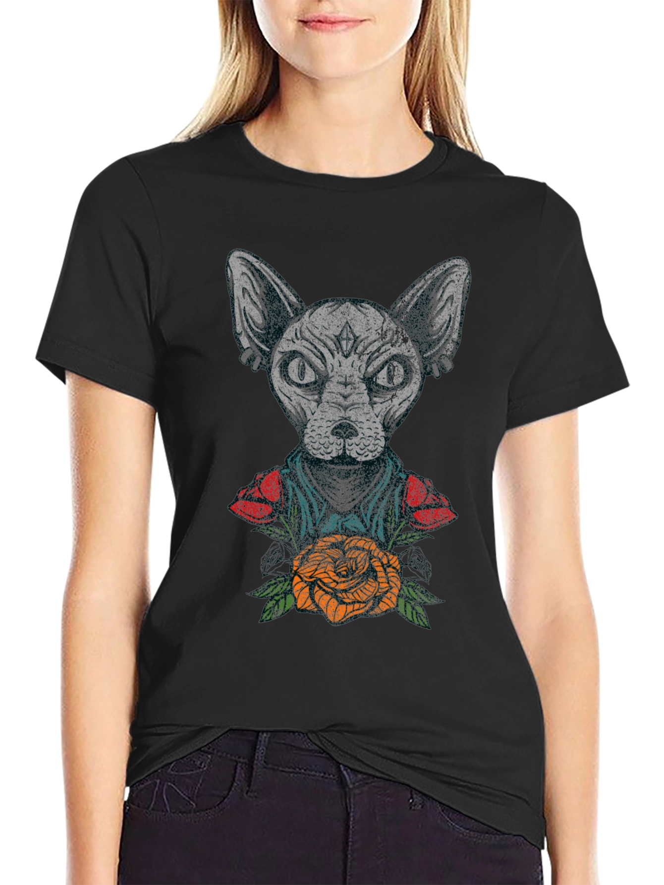 Sphynx Cat Tattoo Graphic T-Shirt