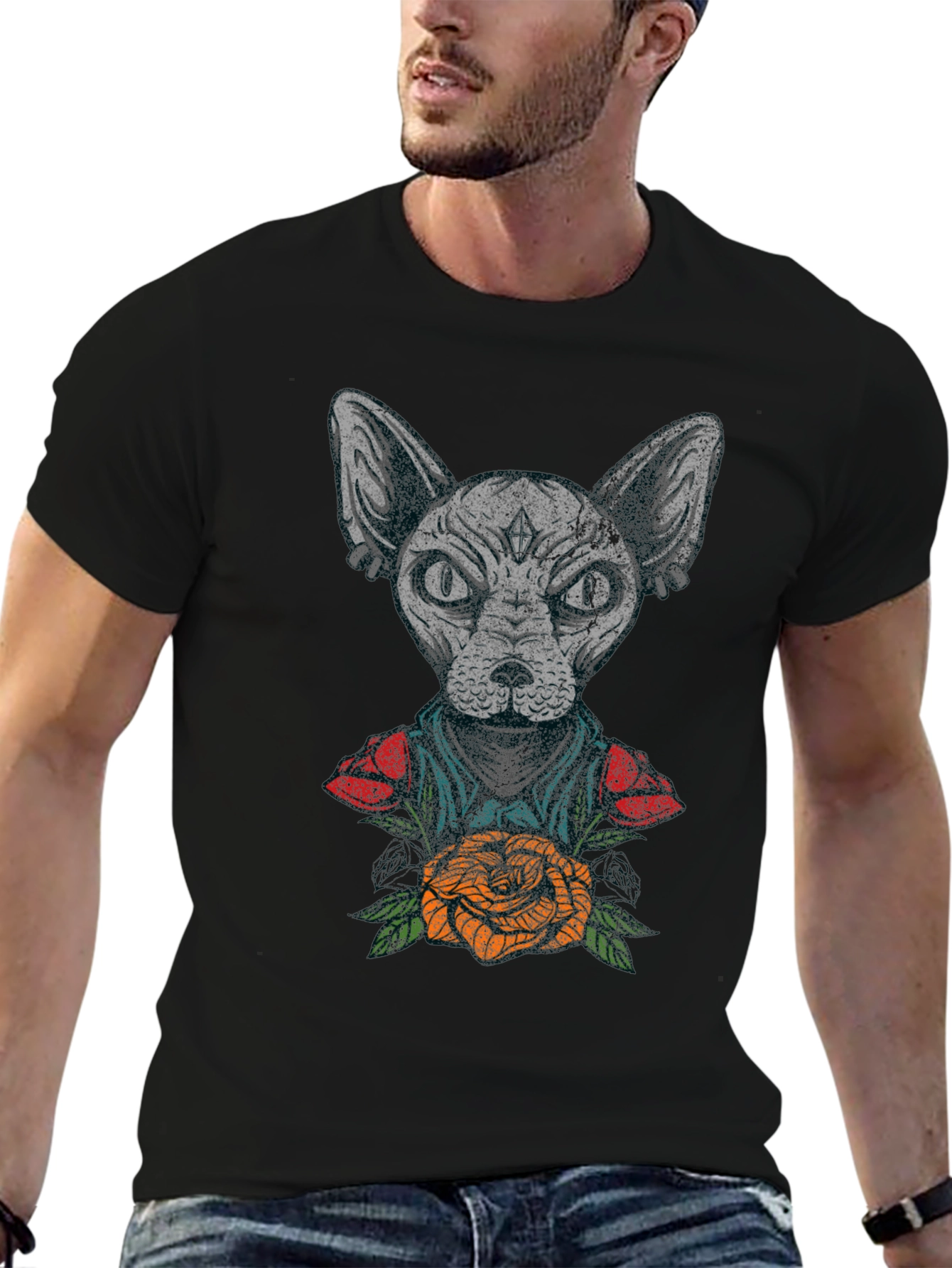 Sphynx Cat Tattoo Graphic T-Shirt