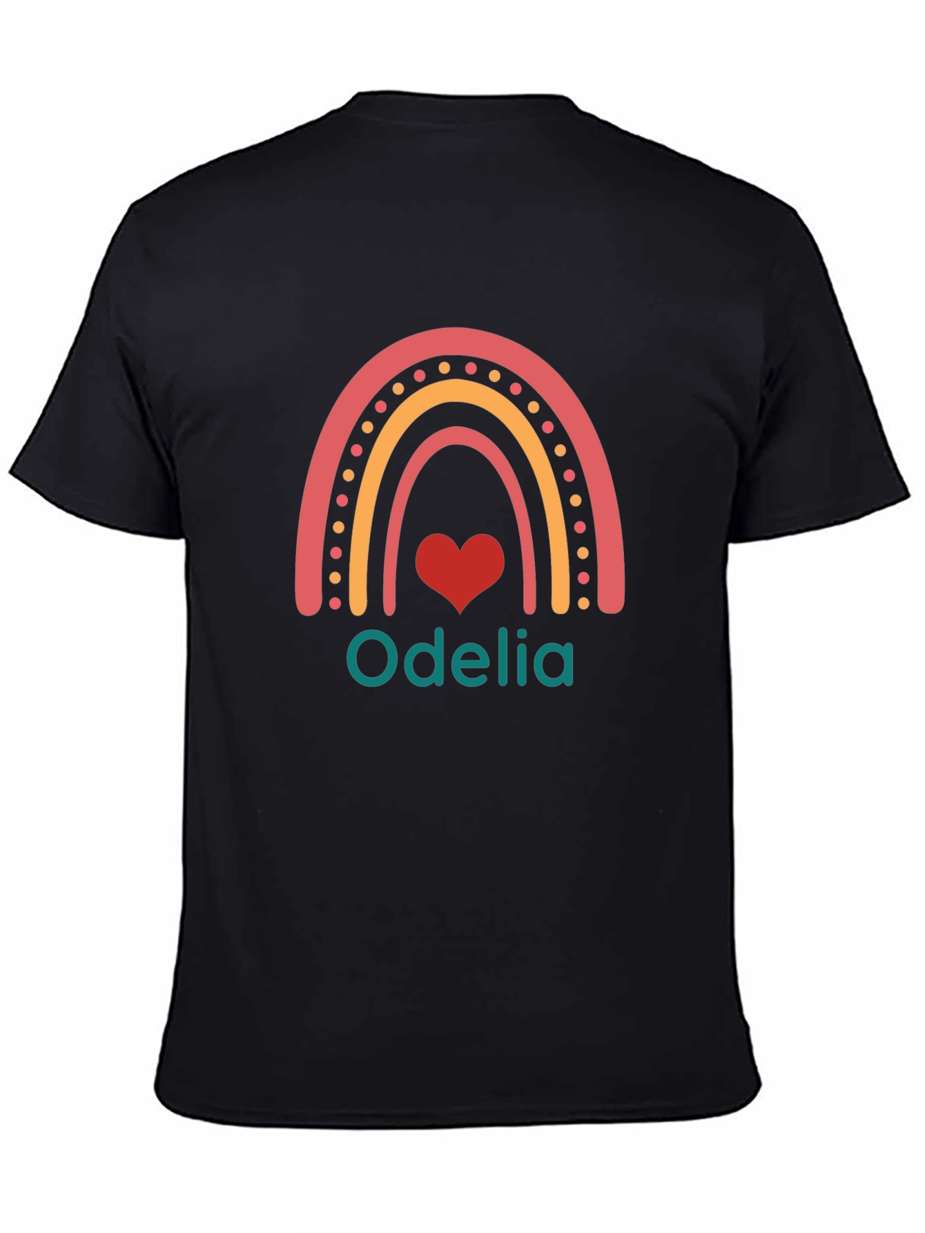 Odelia Rainbow Heart Personalized T-Shirt