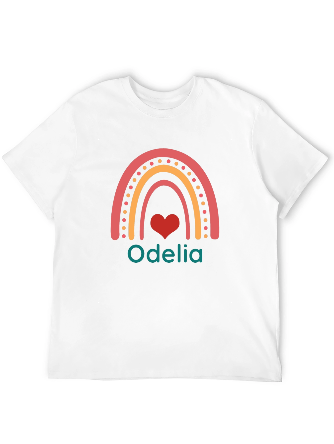 Odelia Rainbow Heart Personalized T-Shirt