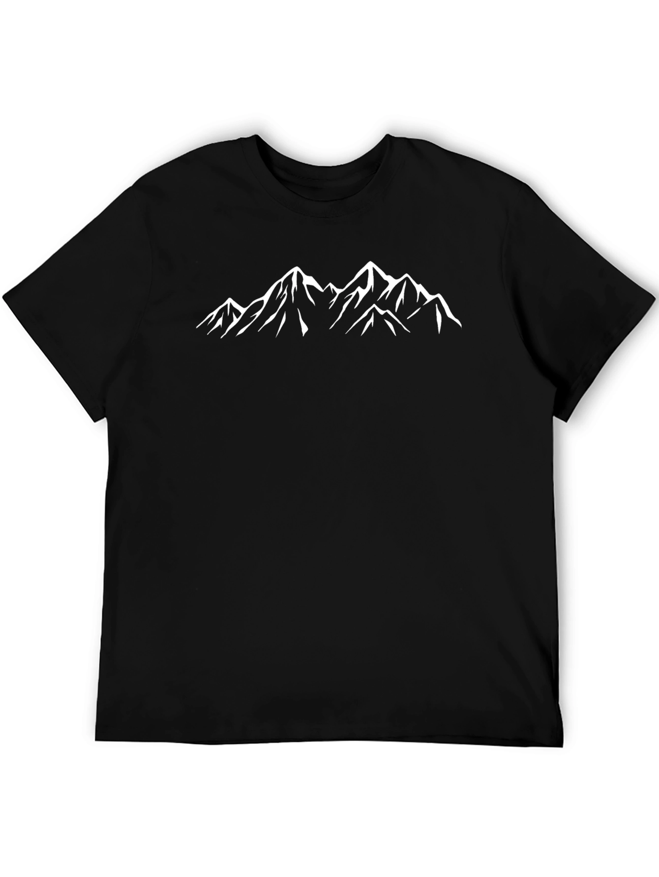 Mountain Peak Graphic Tee - Black Cotton T-Shirt