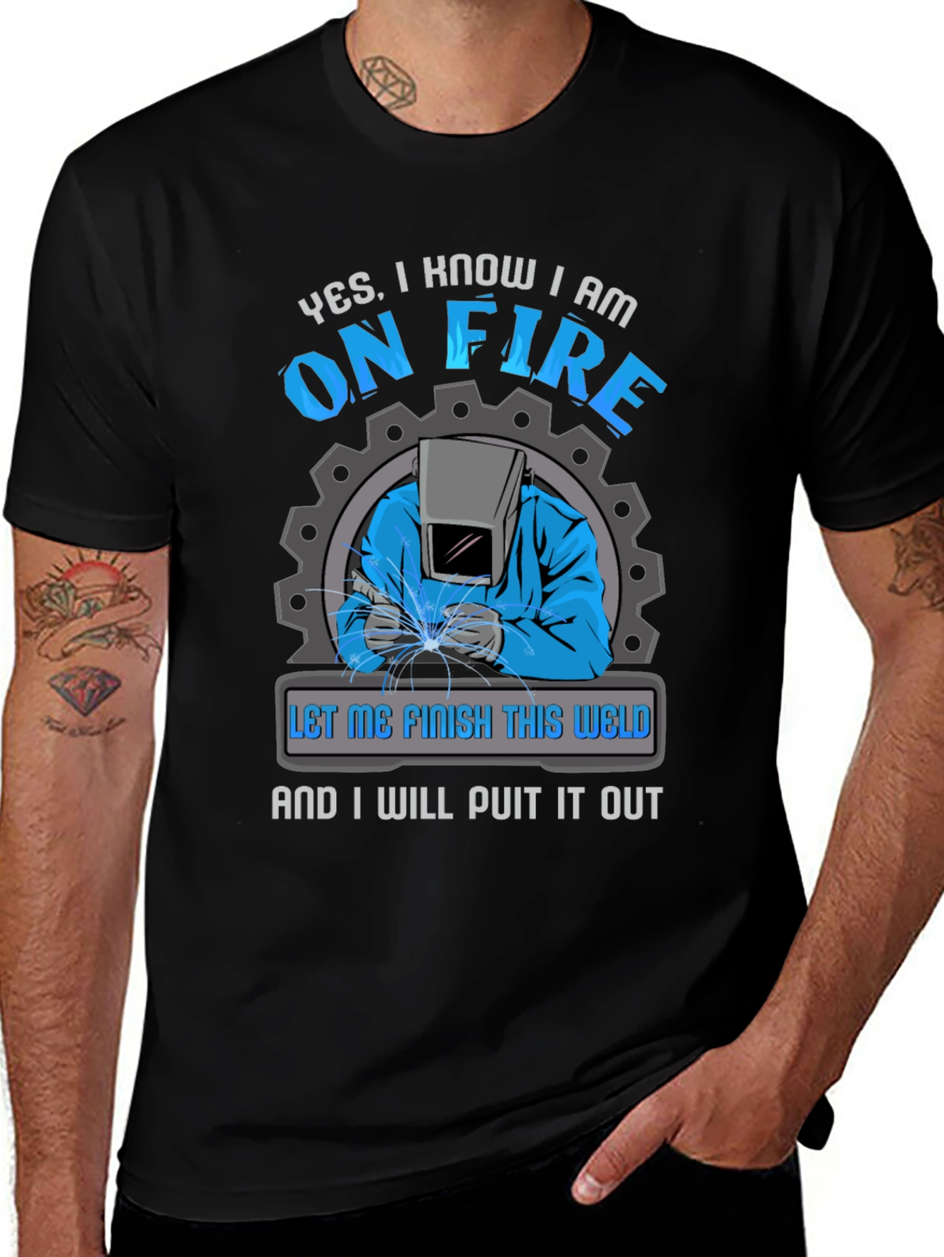 Welder On Fire Graphic T-Shirt