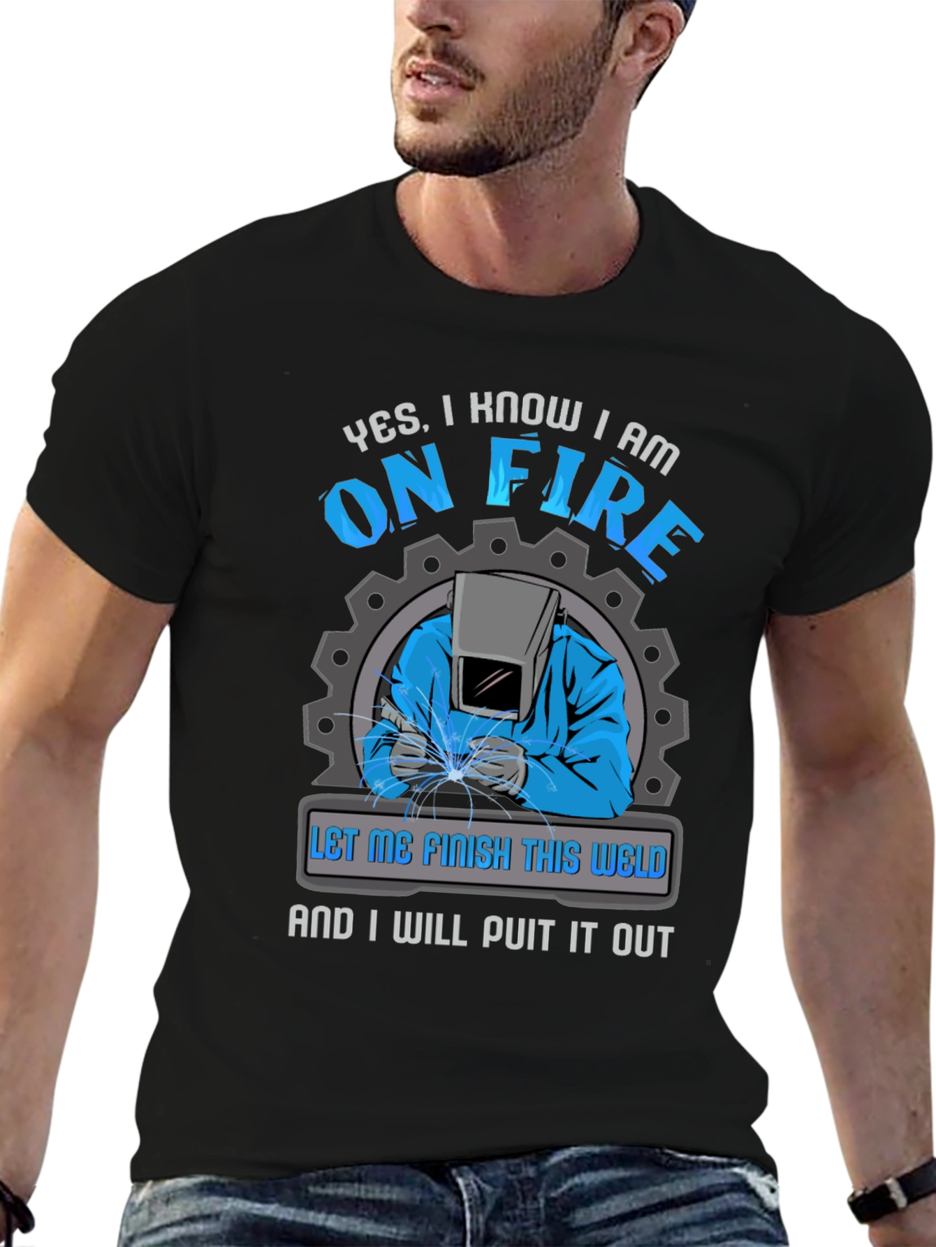 Welder On Fire Graphic T-Shirt