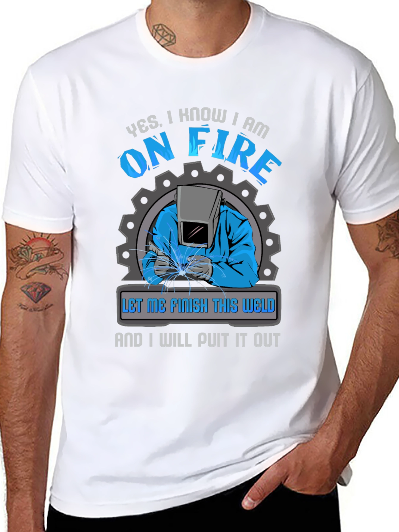 Welder On Fire Graphic T-Shirt