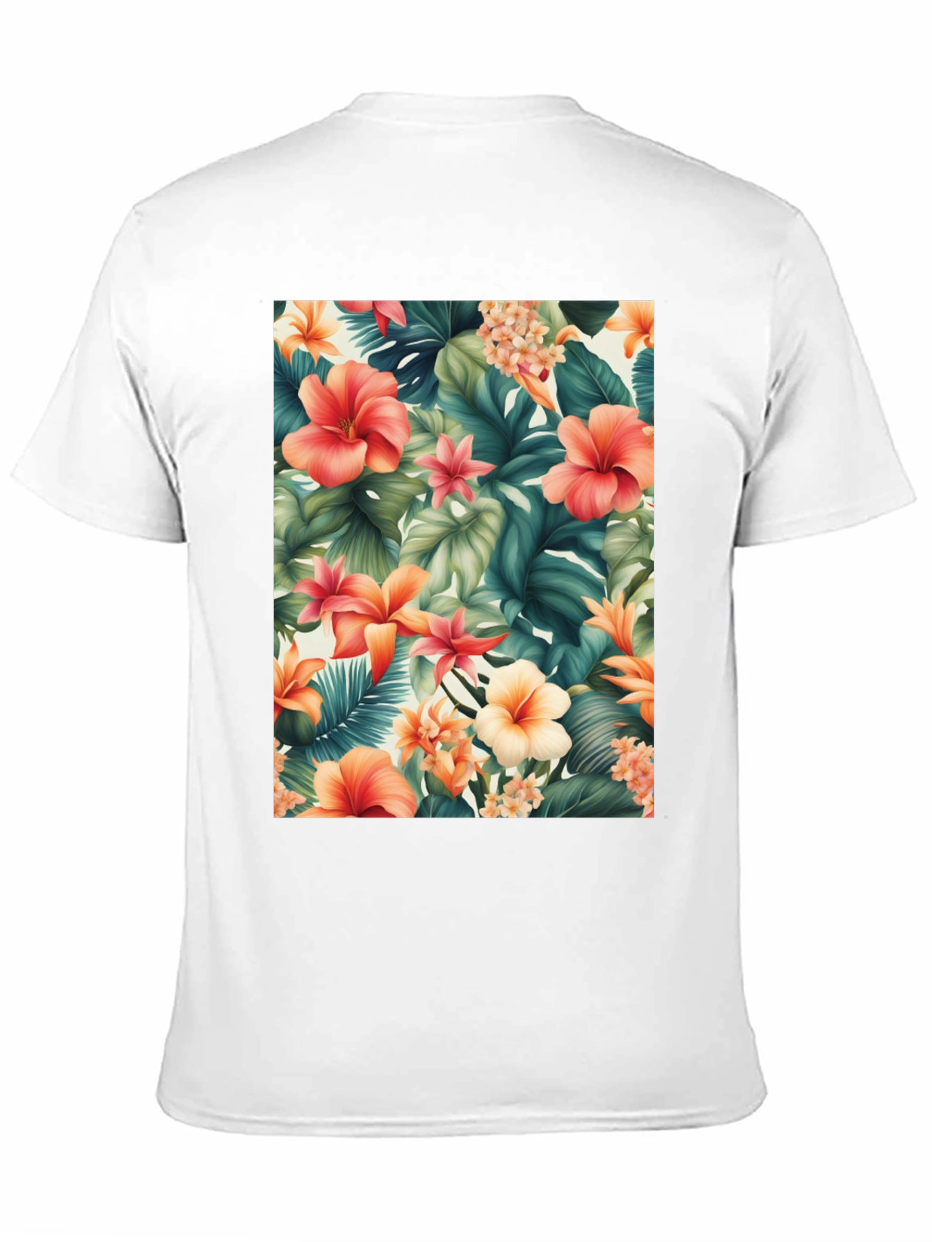 Tropical Floral Print Black T-Shirt