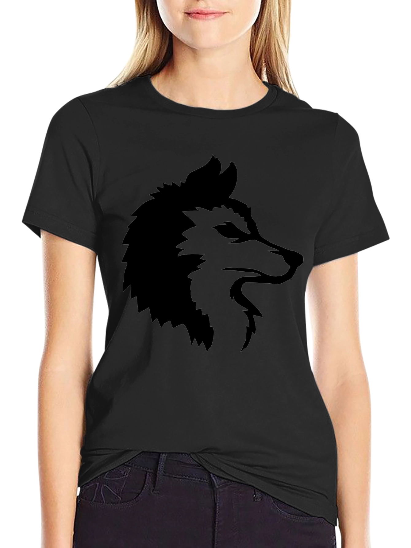 Black Wolf Graphic Tee - Mens Casual T-Shirt