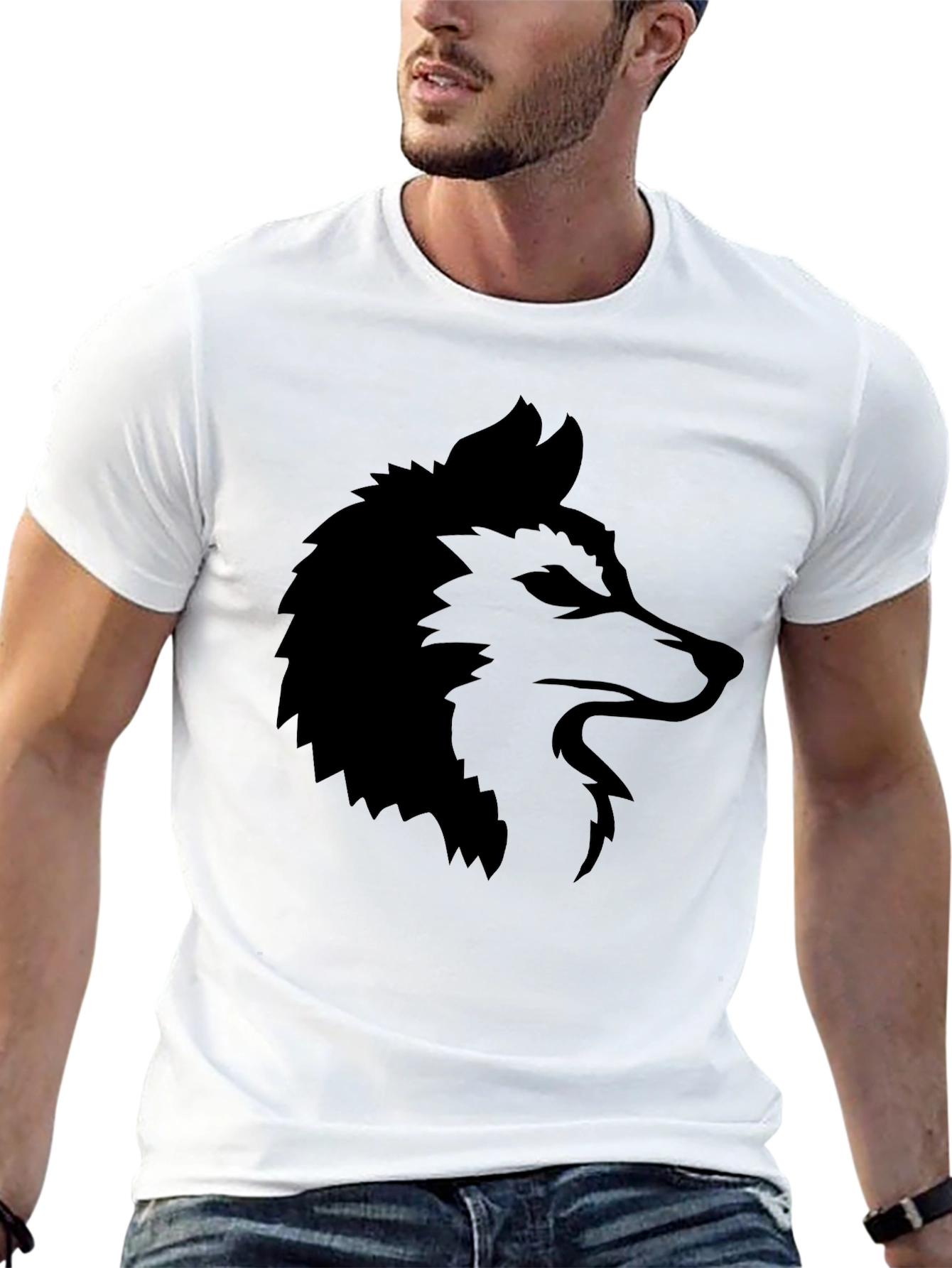 Black Wolf Graphic Tee - Mens Casual T-Shirt