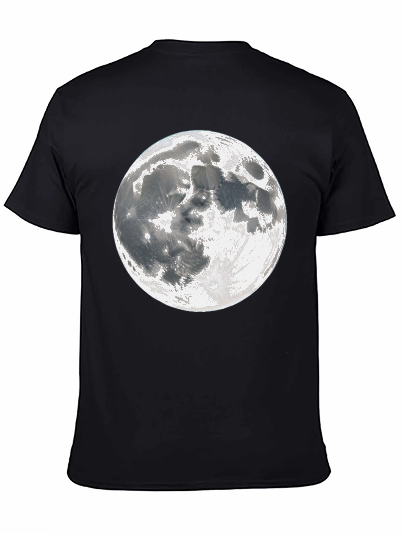 Moon Graphic Tee - Black Cotton Lunar Design T-Shirt