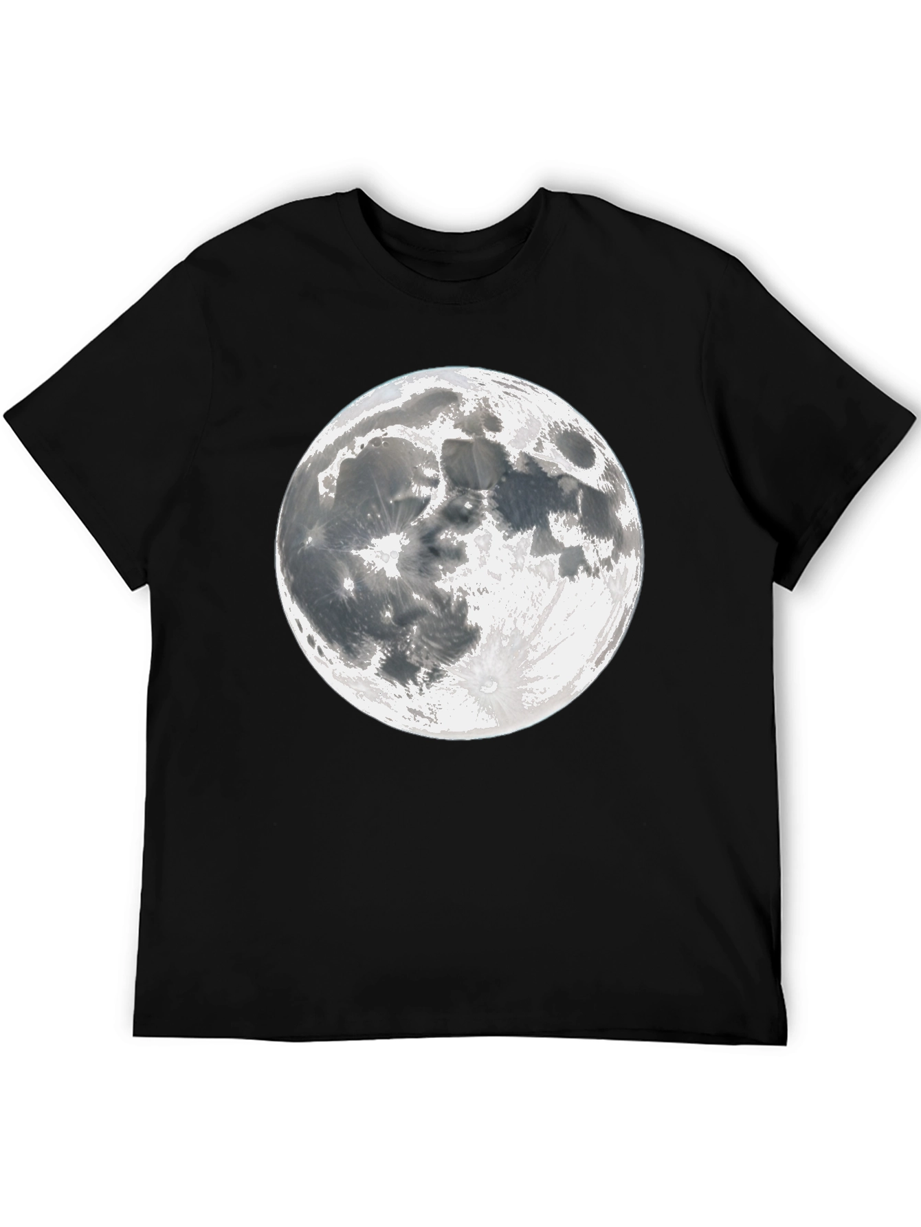 Moon Graphic Tee - Black Cotton Lunar Design T-Shirt