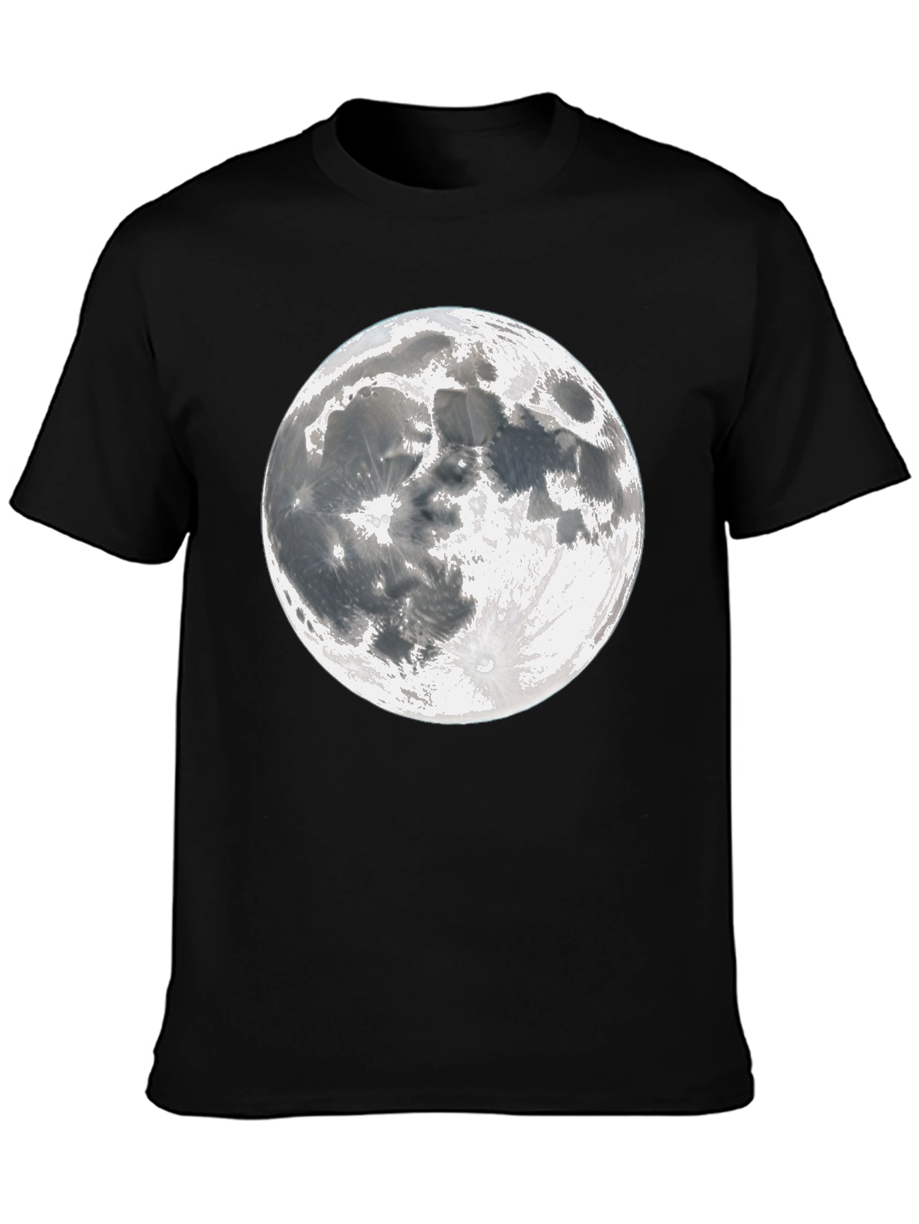 Moon Graphic Tee - Black Cotton Lunar Design T-Shirt