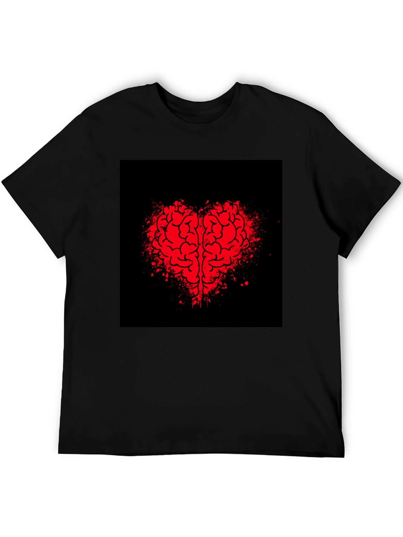 Brain Heart Graphic Tee - Mens Black T-Shirt