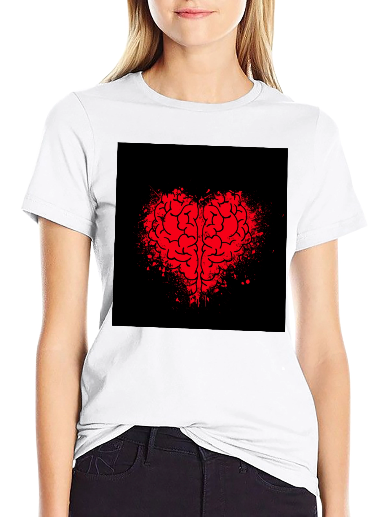 Brain Heart Graphic Tee - Mens Black T-Shirt