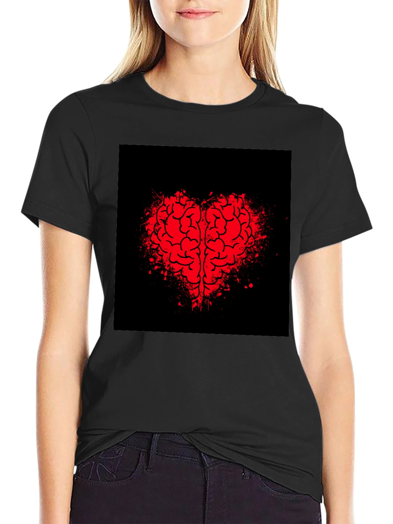 Brain Heart Graphic Tee - Mens Black T-Shirt
