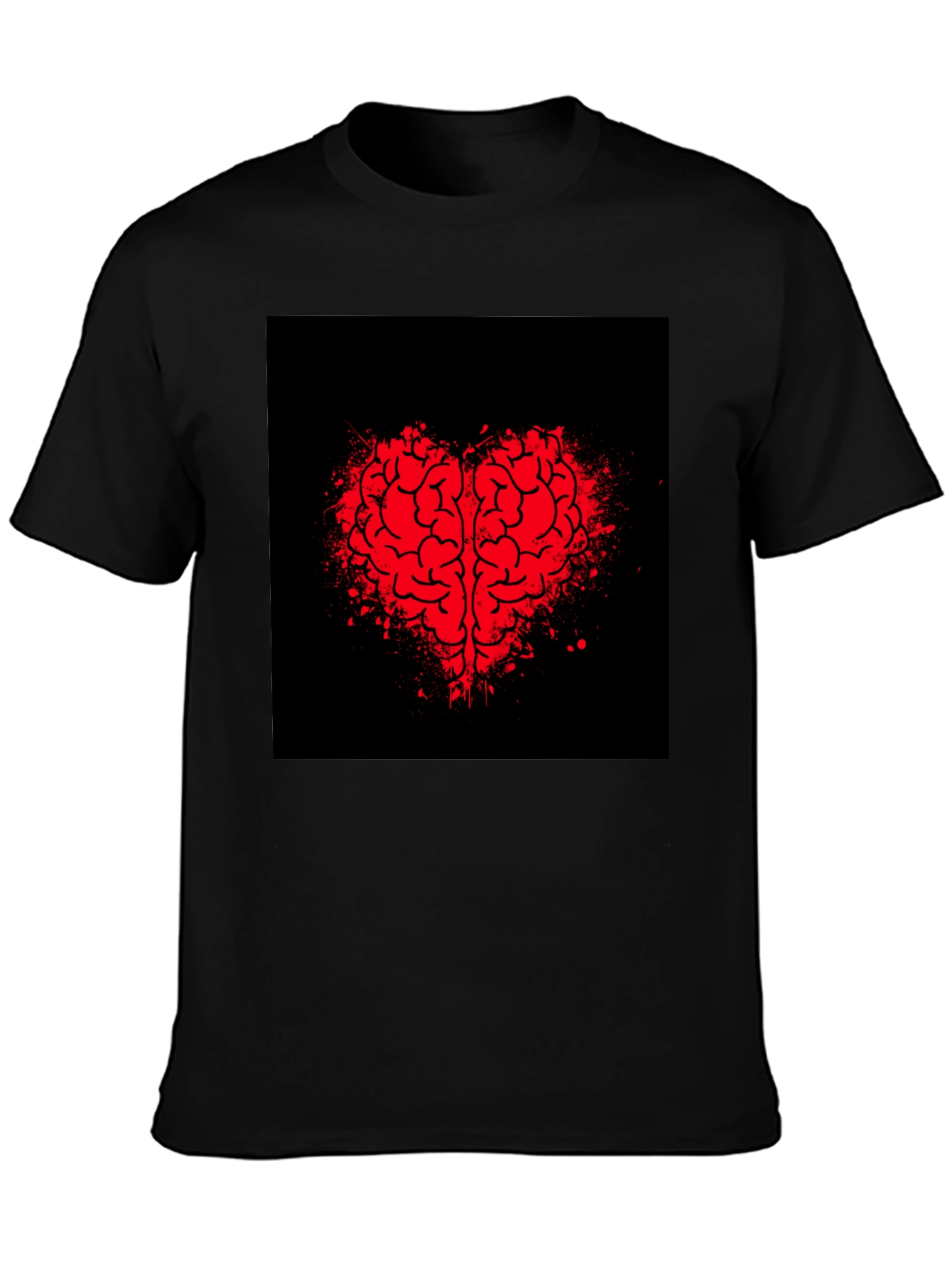 Brain Heart Graphic Tee - Mens Black T-Shirt