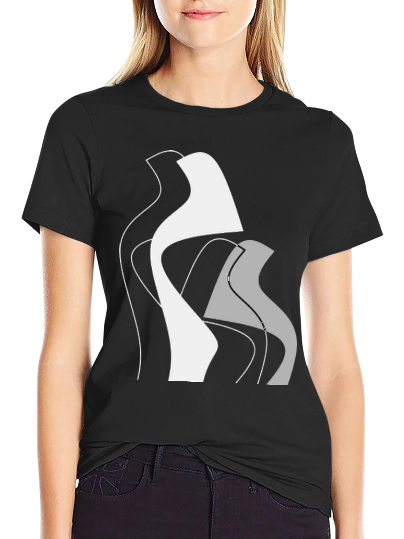 Abstract Modern Art Graphic Tee - Black